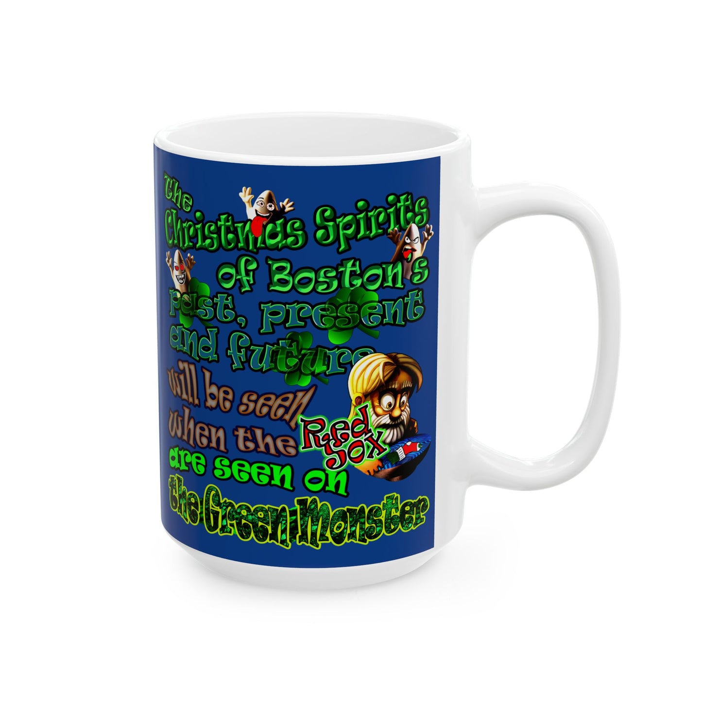 christmas spirits of boston - White Mug (dark blue)