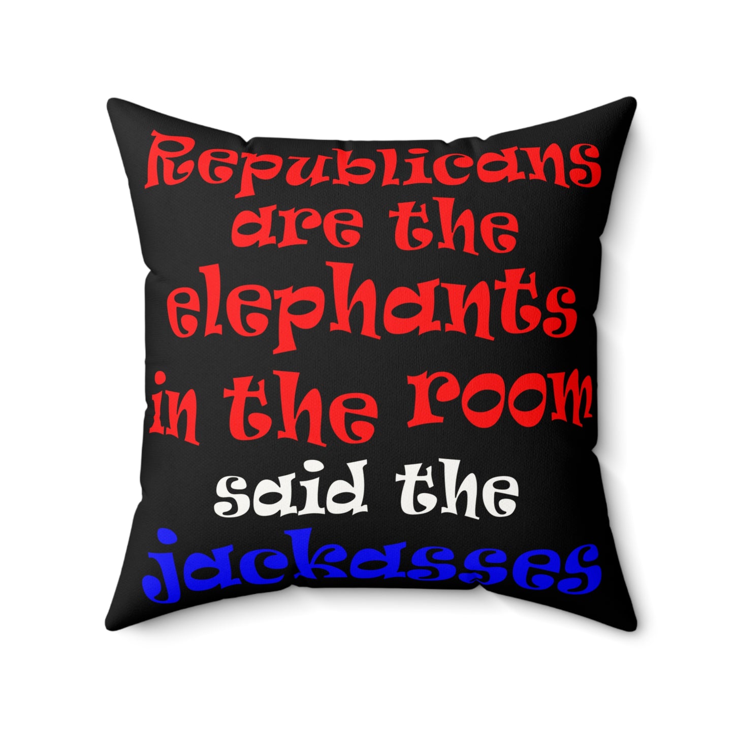 donkeys and elephants - Faux Suede Square Pillow - (black)