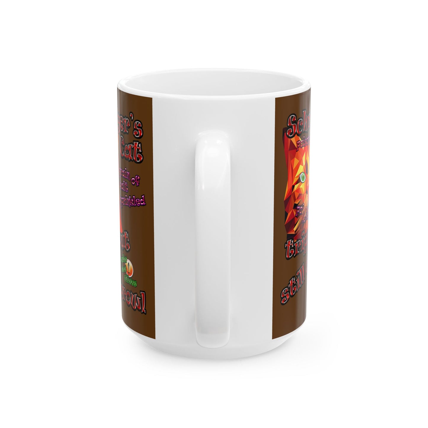 schrodinger's cat - White Mug (brown)