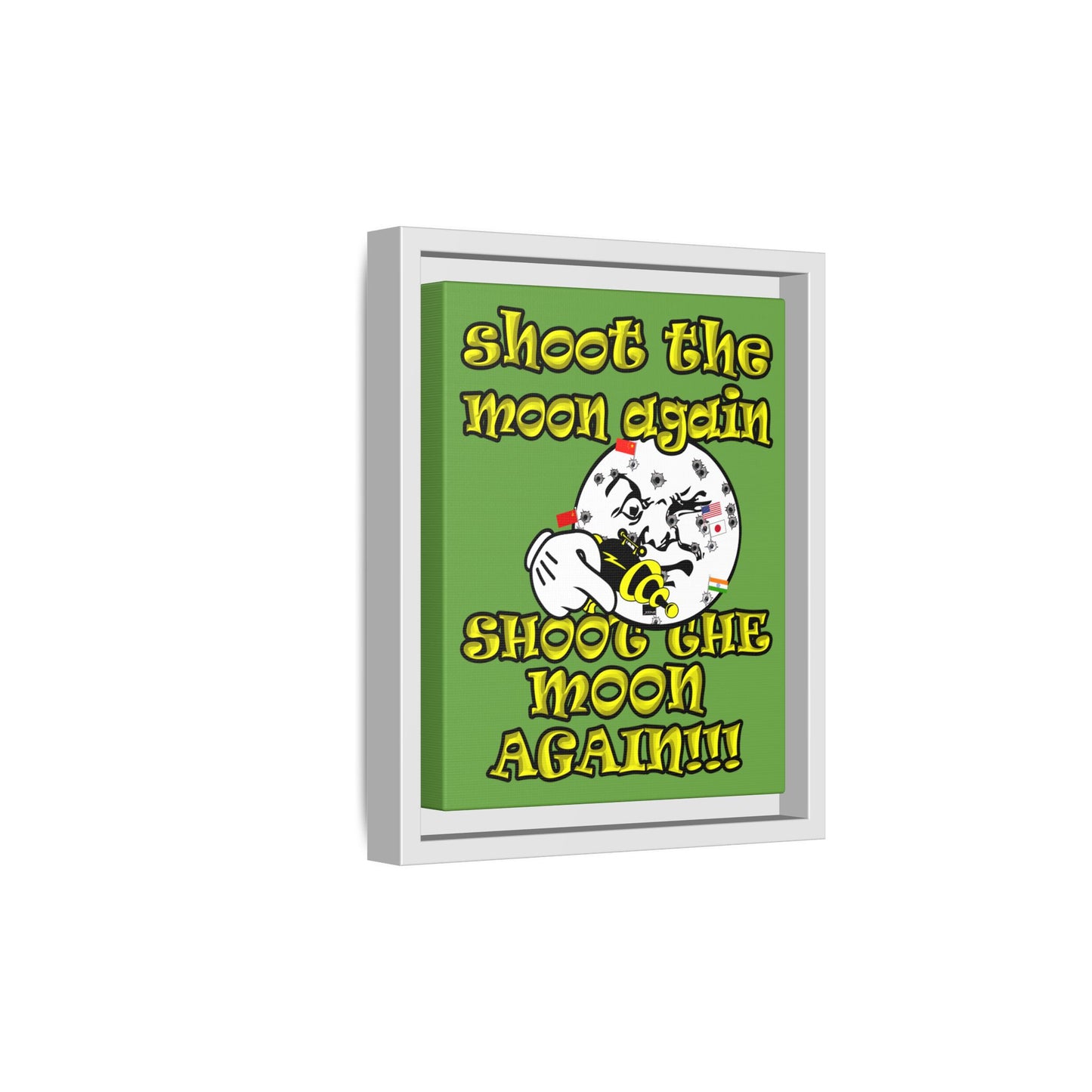 shoot the moon again - framed canvas art (green)
