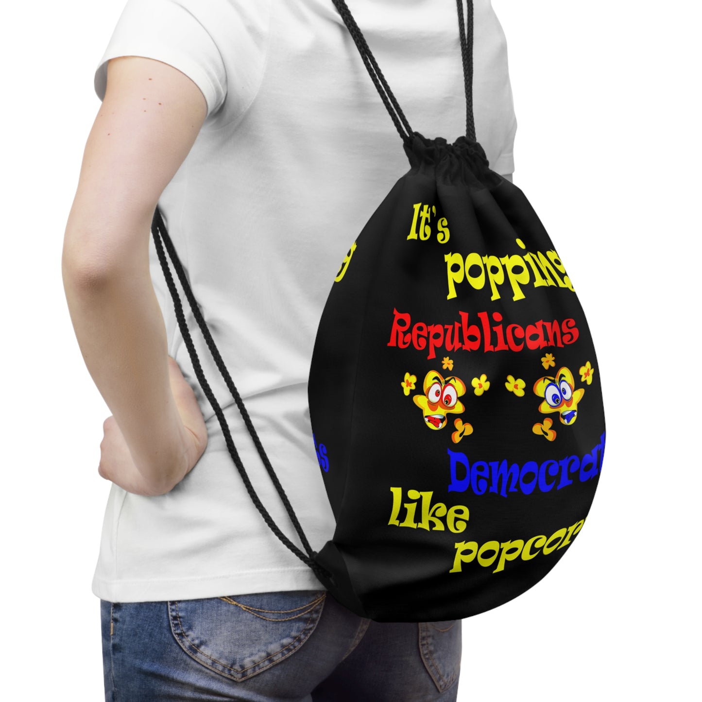 popping like popcorn - Drawstring Bag (black)