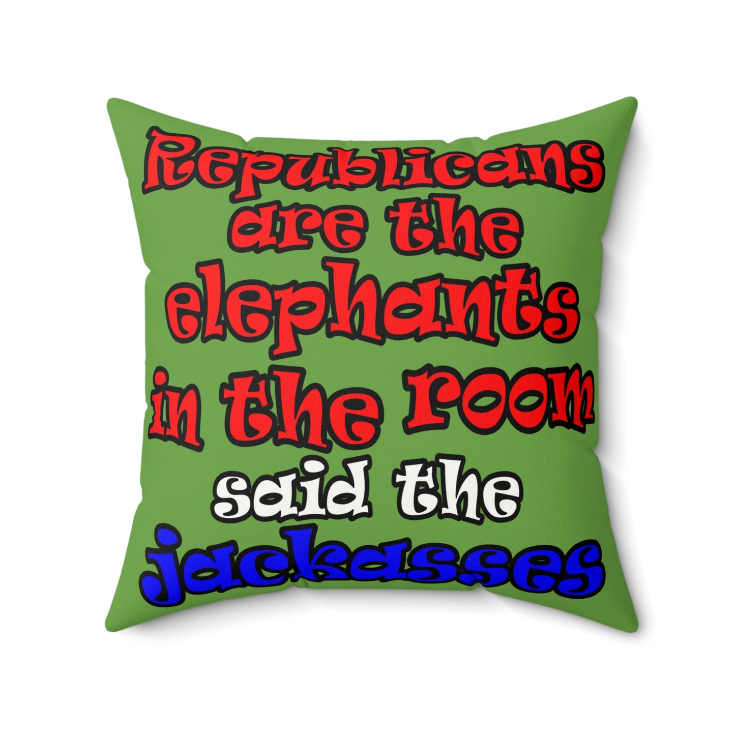 donkeys and elephants - Faux Suede Square Pillow - (green)