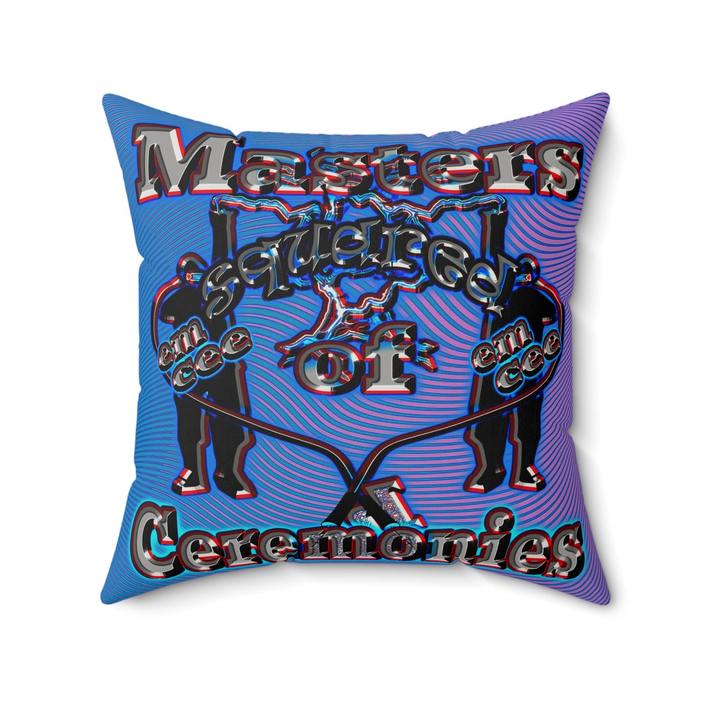 em cee squared - Faux Suede Square Pillow - (light blue-purple wave)