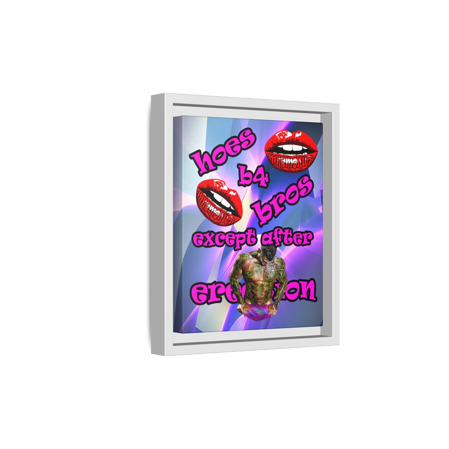 hoes b4 bros - framed canvas art (grey-pink wave)