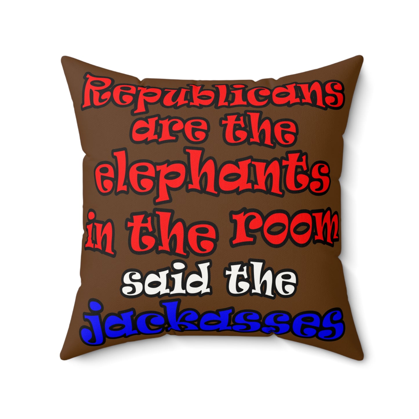 donkeys and elephants - Faux Suede Square Pillow - (brown)