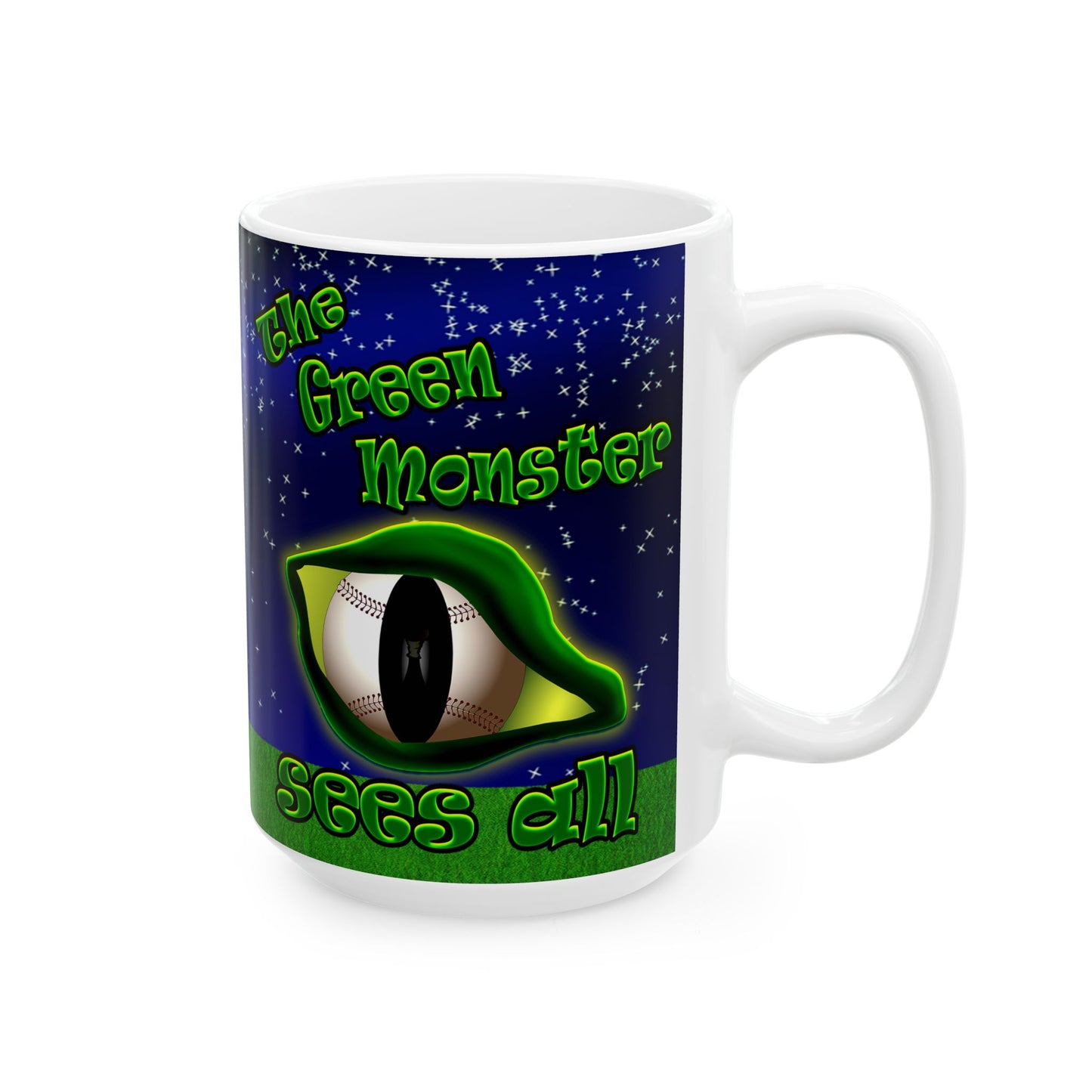 green monster - White Mug ('snoops' background)