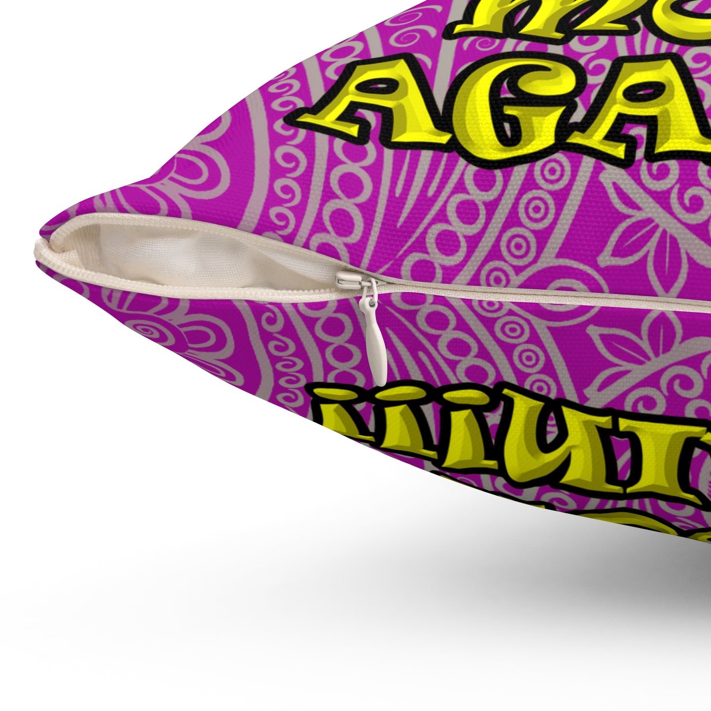 shoot the moon again - Spun Polyester Square Pillow - (pink swirl)