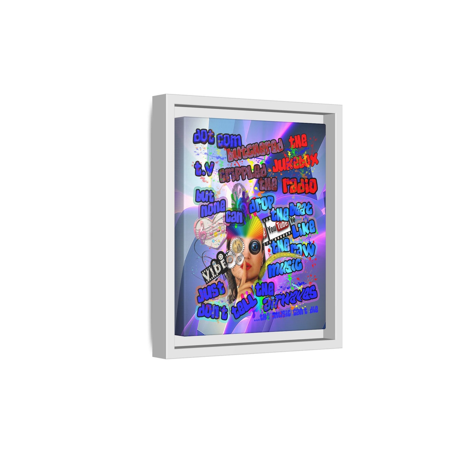 drop the beat - framed canvas art (grey-pink wave)