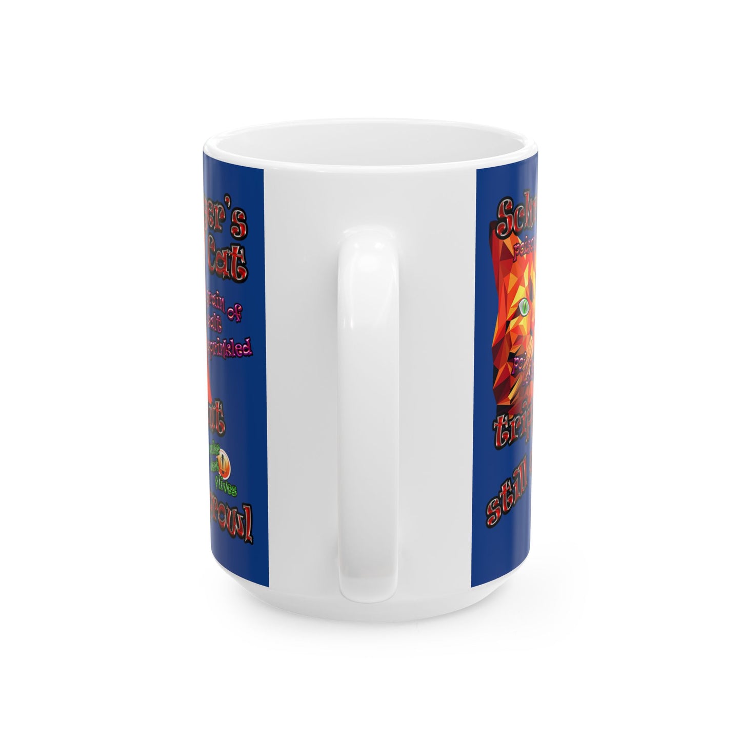 schrodinger's cat - White Mug (dark blue)