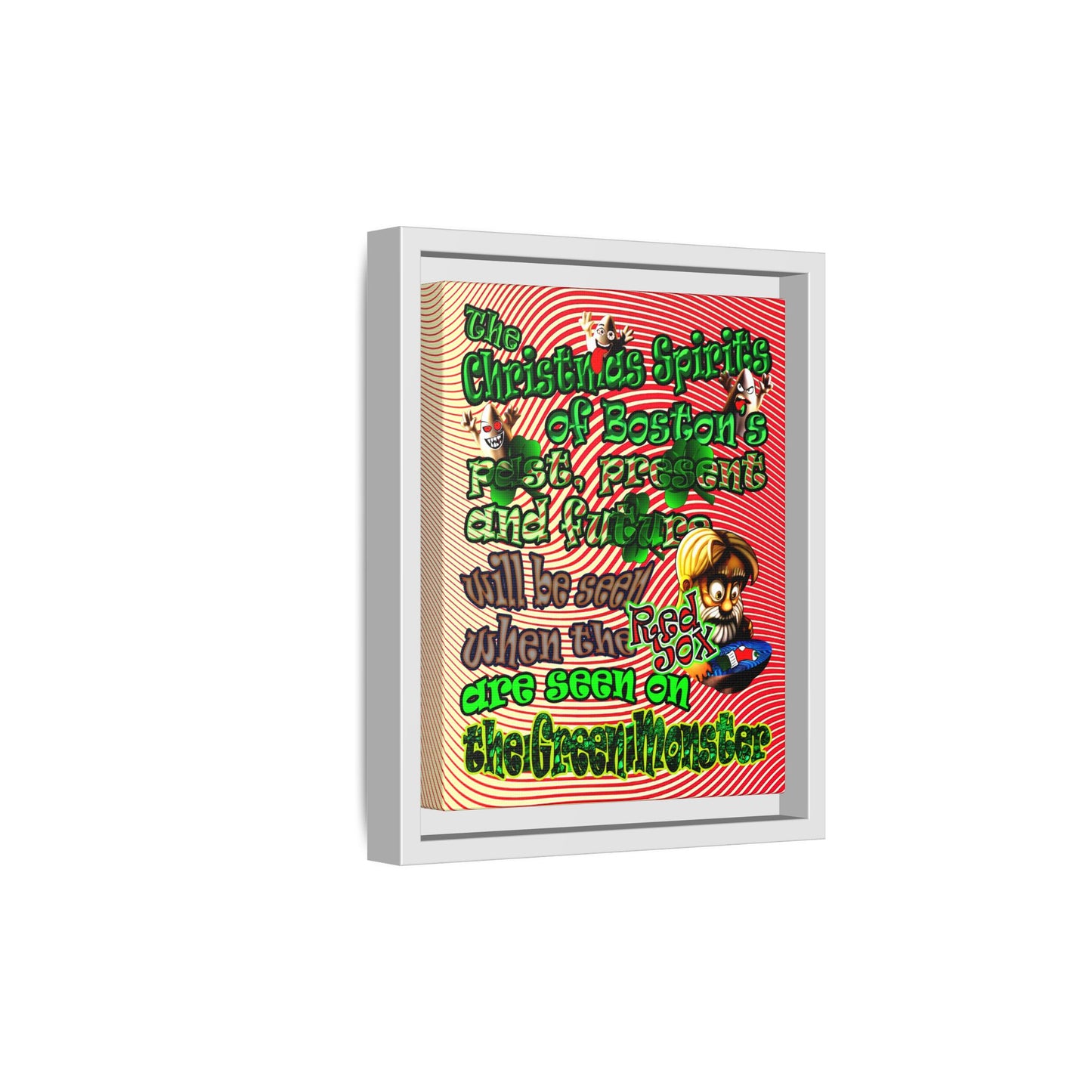 christmas spirits of boston - framed canvas art (yellow-orange wave)
