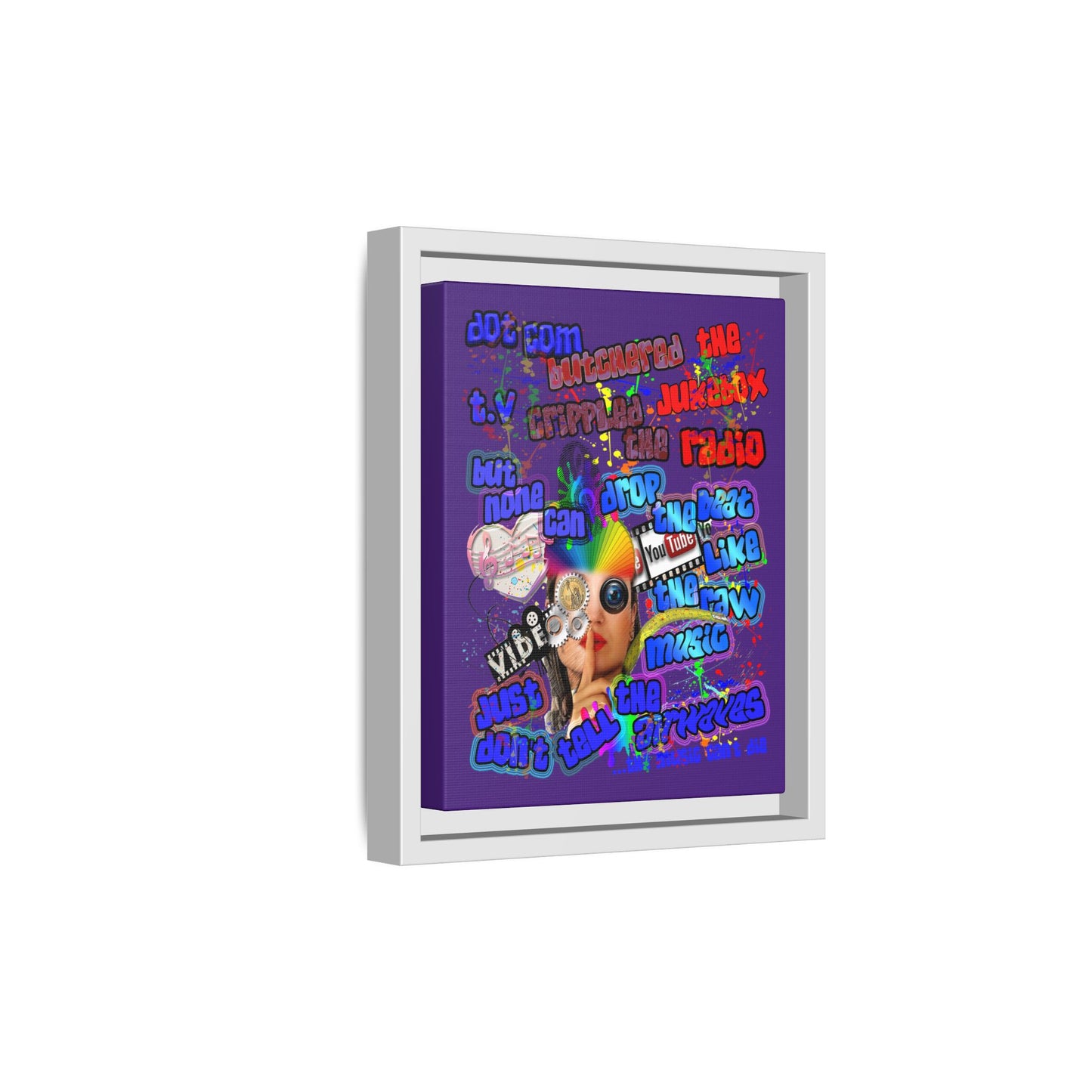 drop the beat - framed canvas art (purple)