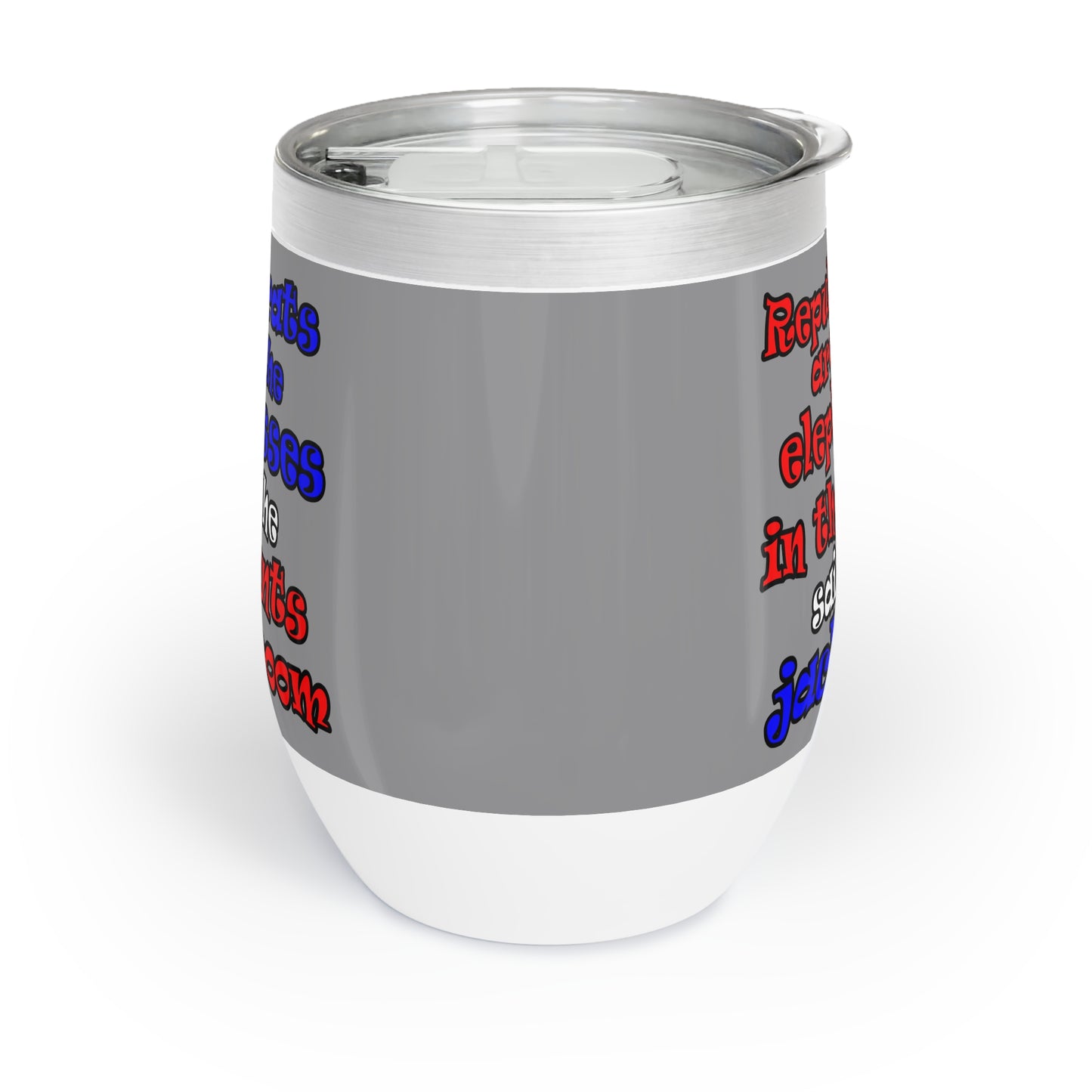 donkeys and elephants - Chill Wine Tumbler (grey)