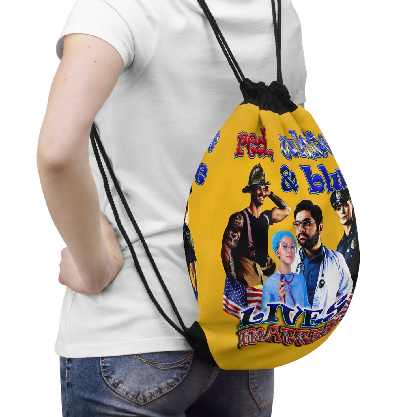rw&b lives matter - Drawstring Bag (yellow)