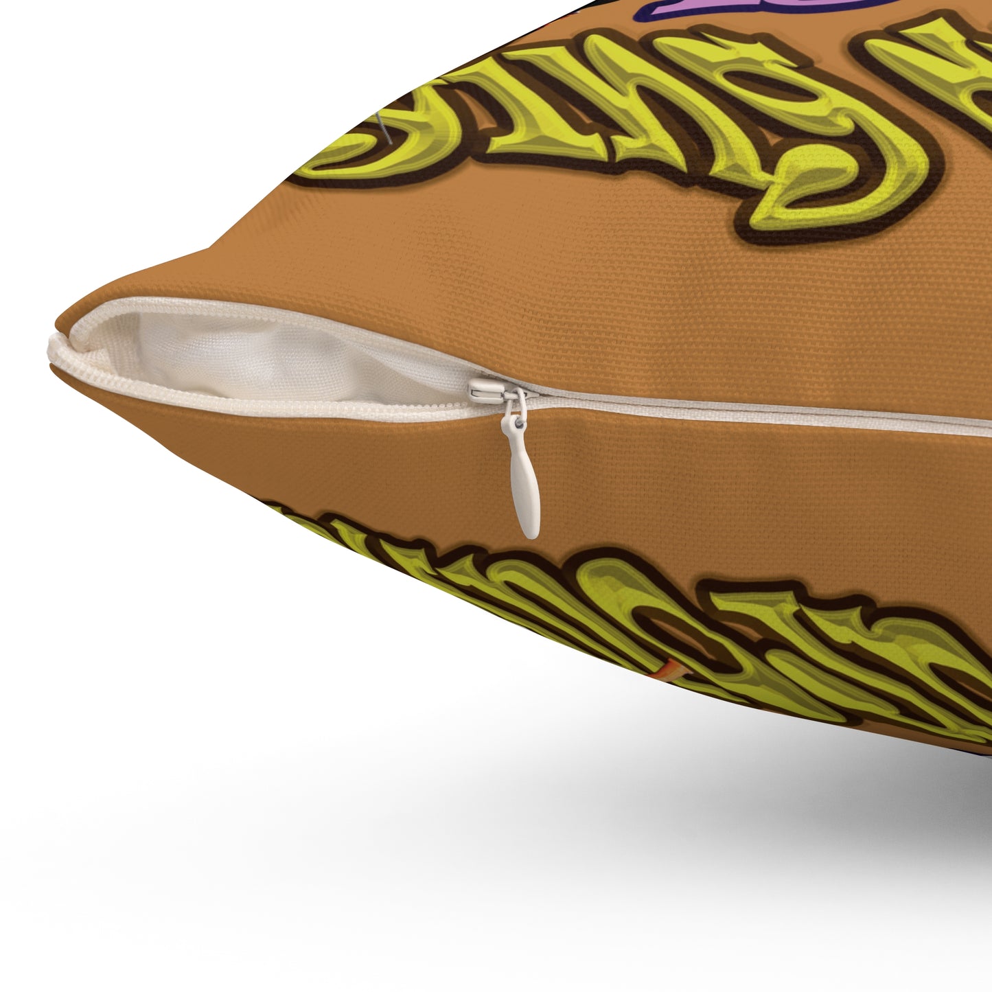 the bum's shit - Spun Polyester Square Pillow - (light brown)