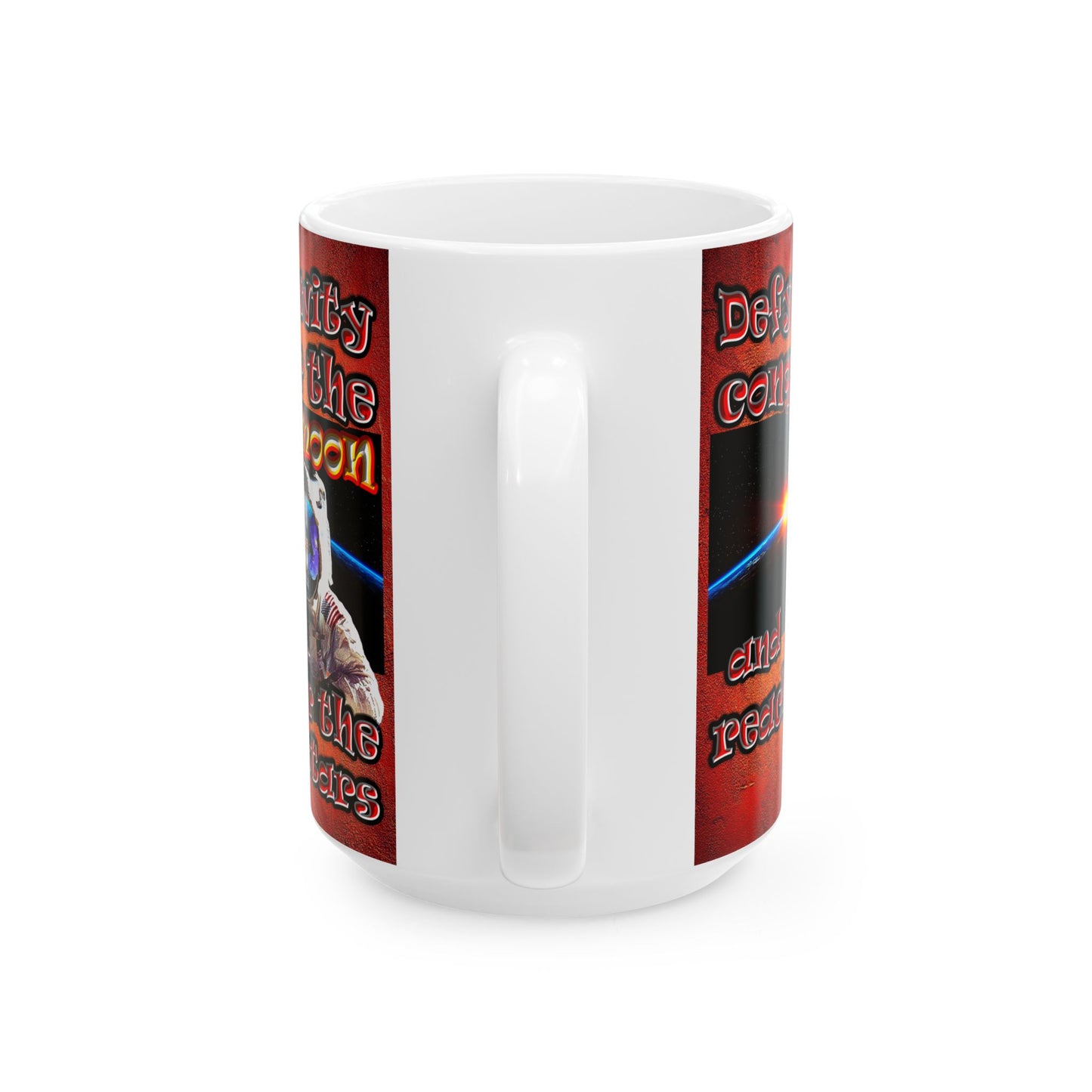 defy conquer reach - White Mug (burnt orange)
