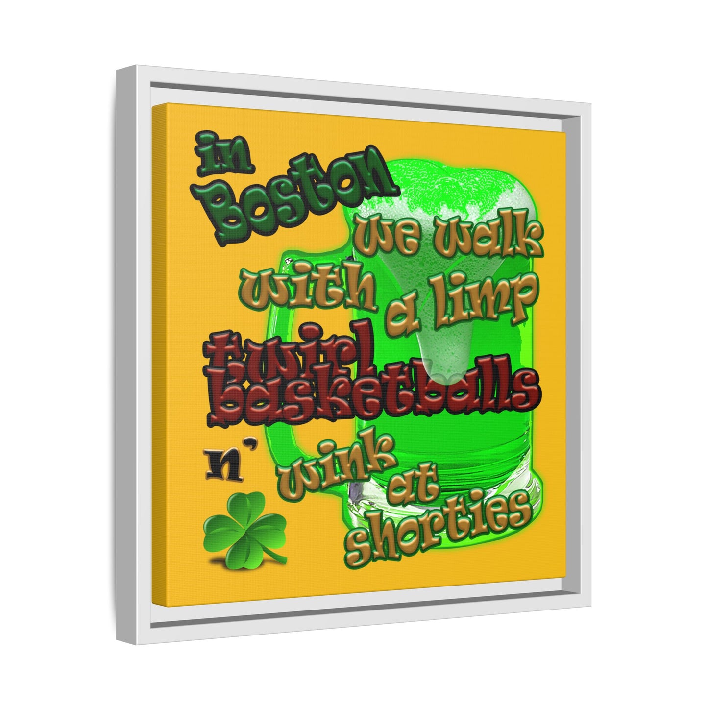 celtics logo - framed canvas art (yellow)