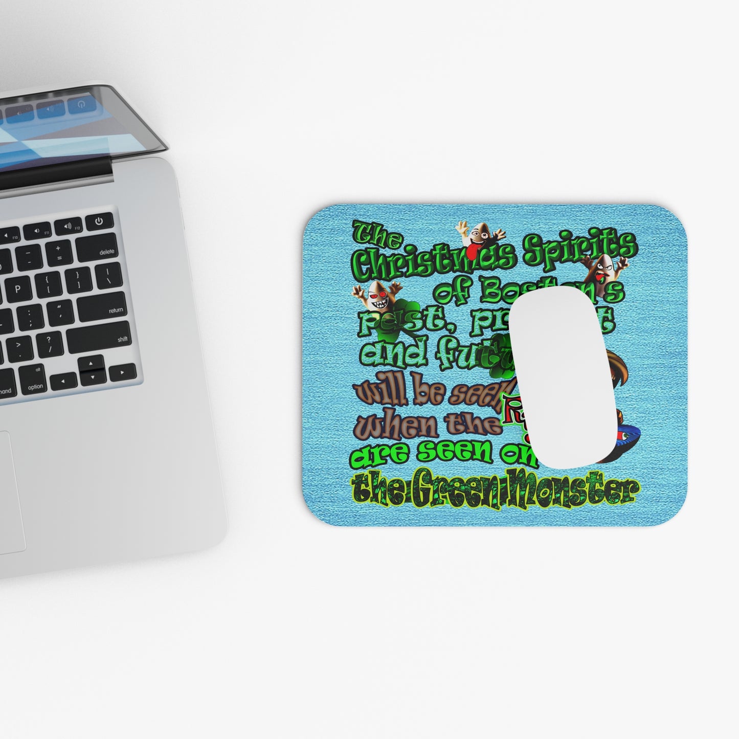 christmas spirits of boston - Mouse Pad (Rectangle) (faded blue)