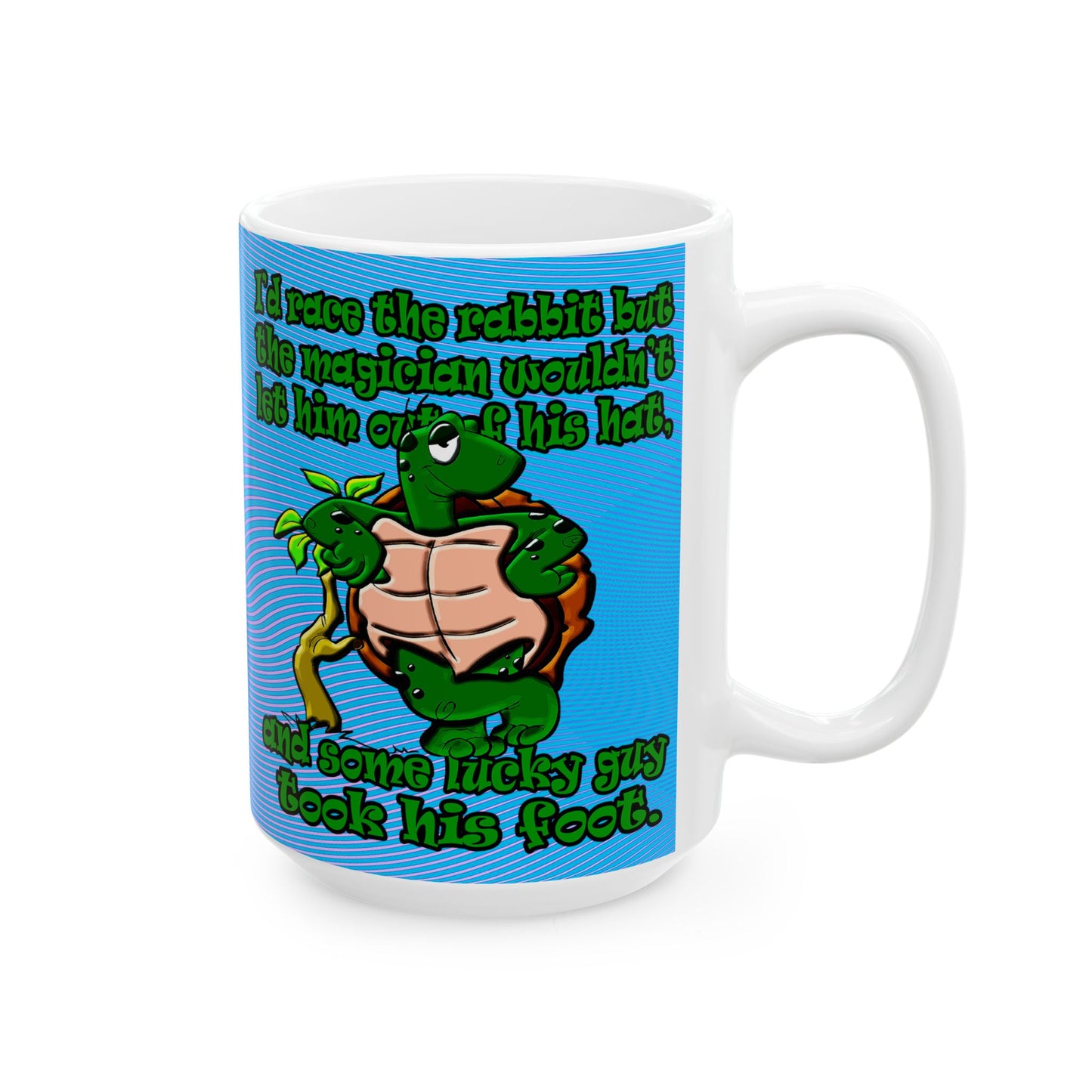turtle race - White Mug (light blue-purple wave)