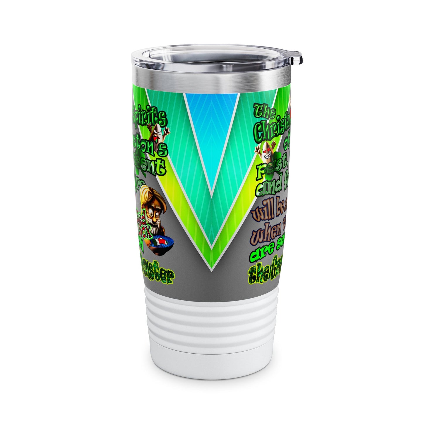 christmas spirits of boston - Ringneck Tumbler, 20oz (rainbow split)