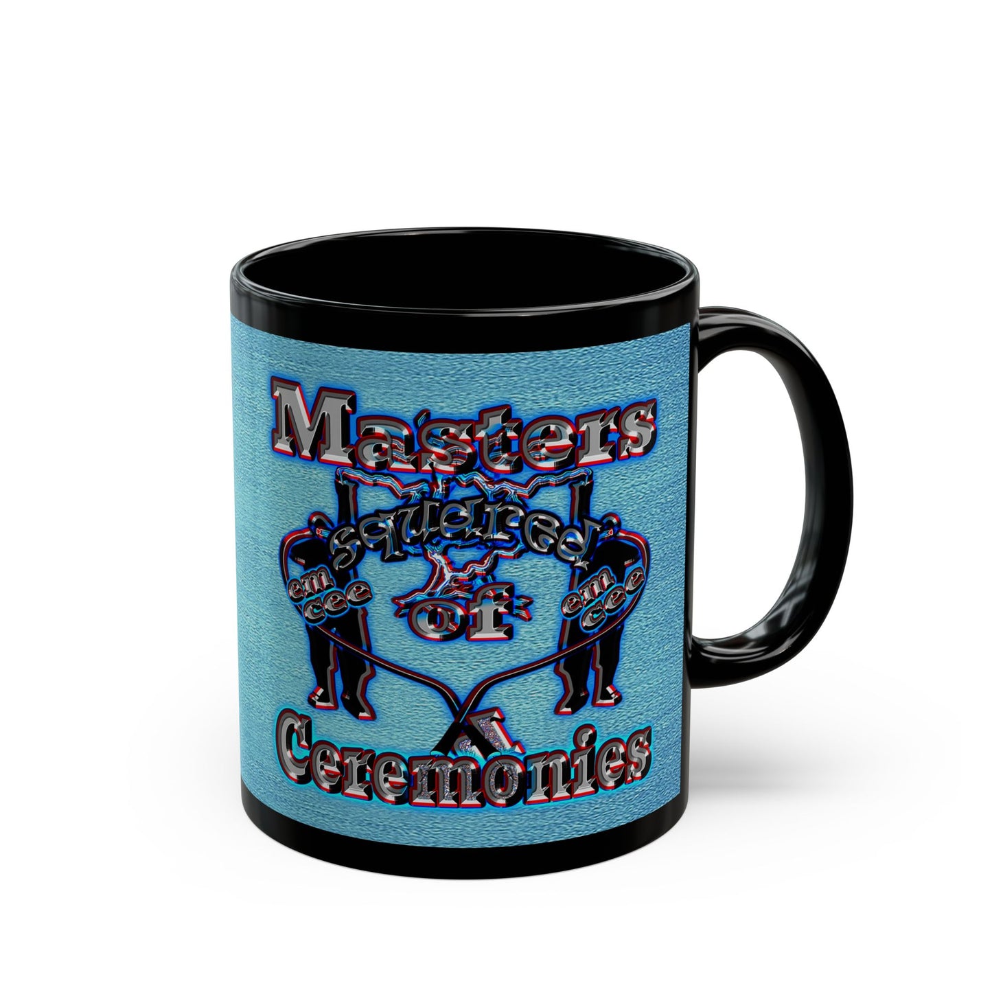 em cee squared - Black Mug (faded dark blue)