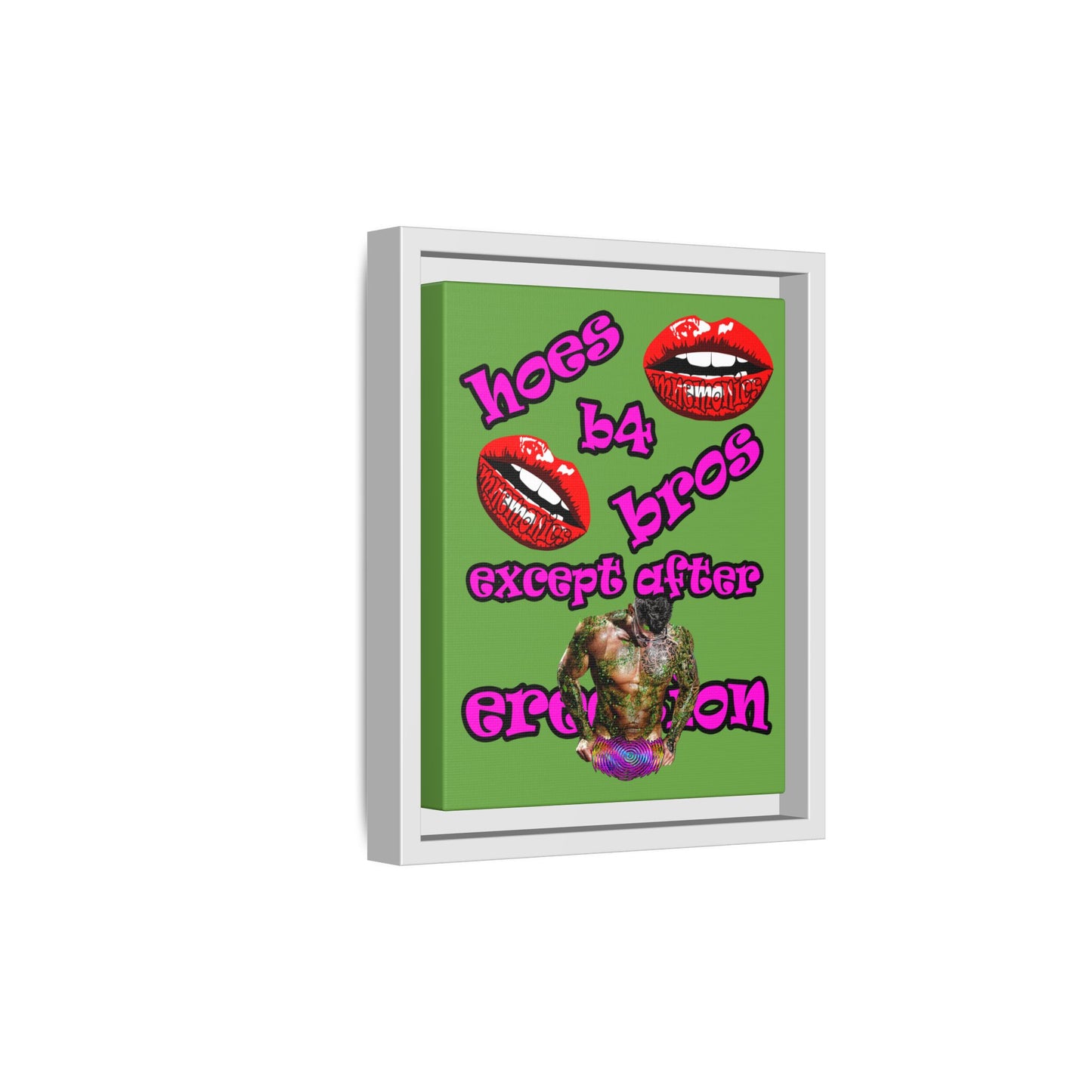 hoes b4 bros - framed canvas art (green)