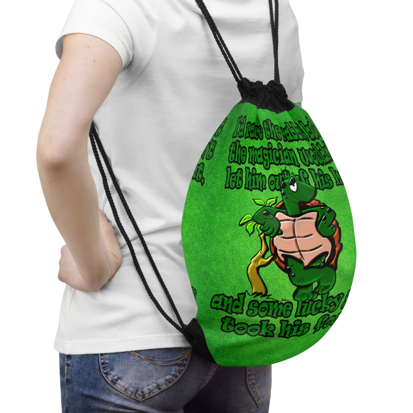 turtle race - Drawstring Bag (green turf)