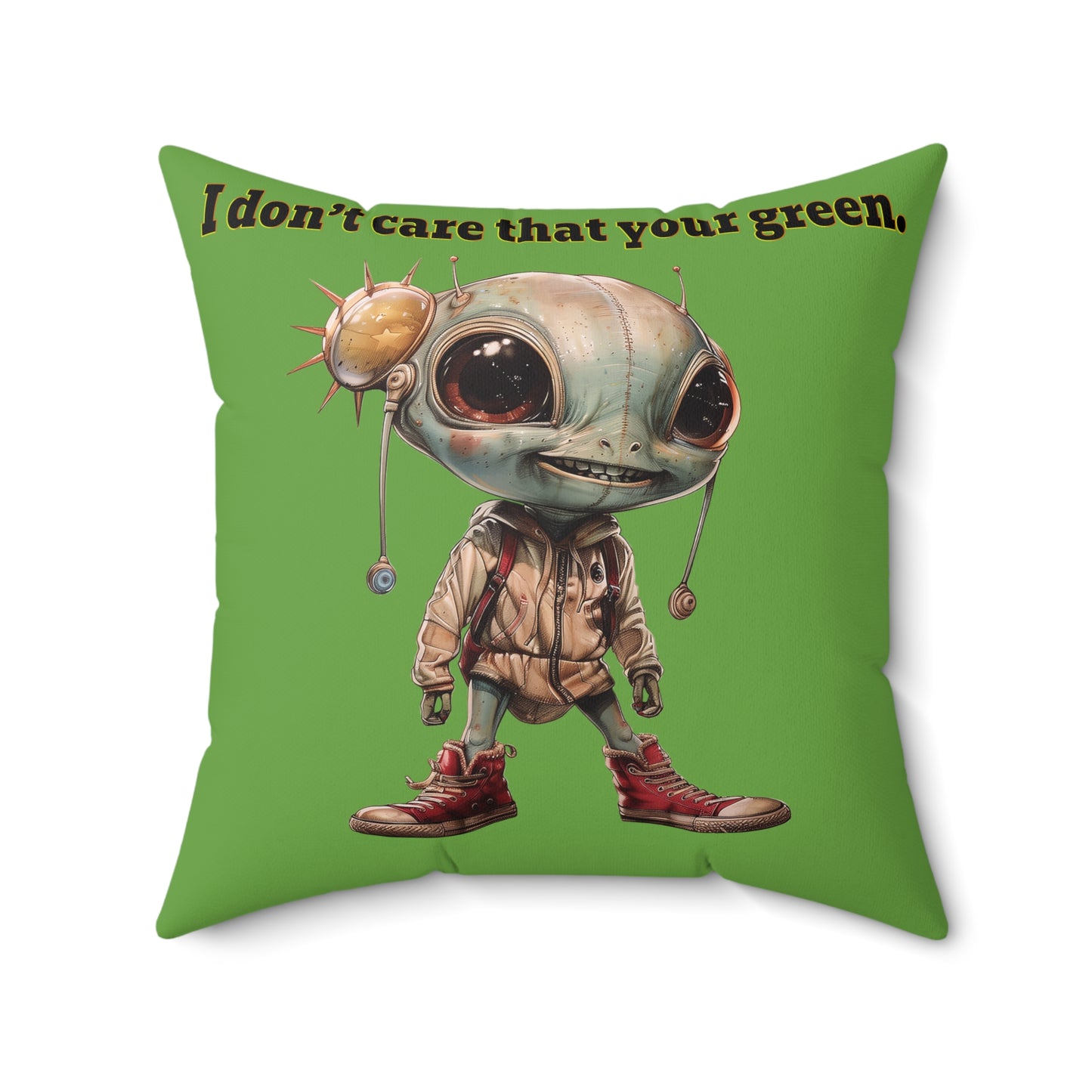 I don't care that your grey - Faux Suede Square Pillow - (green)