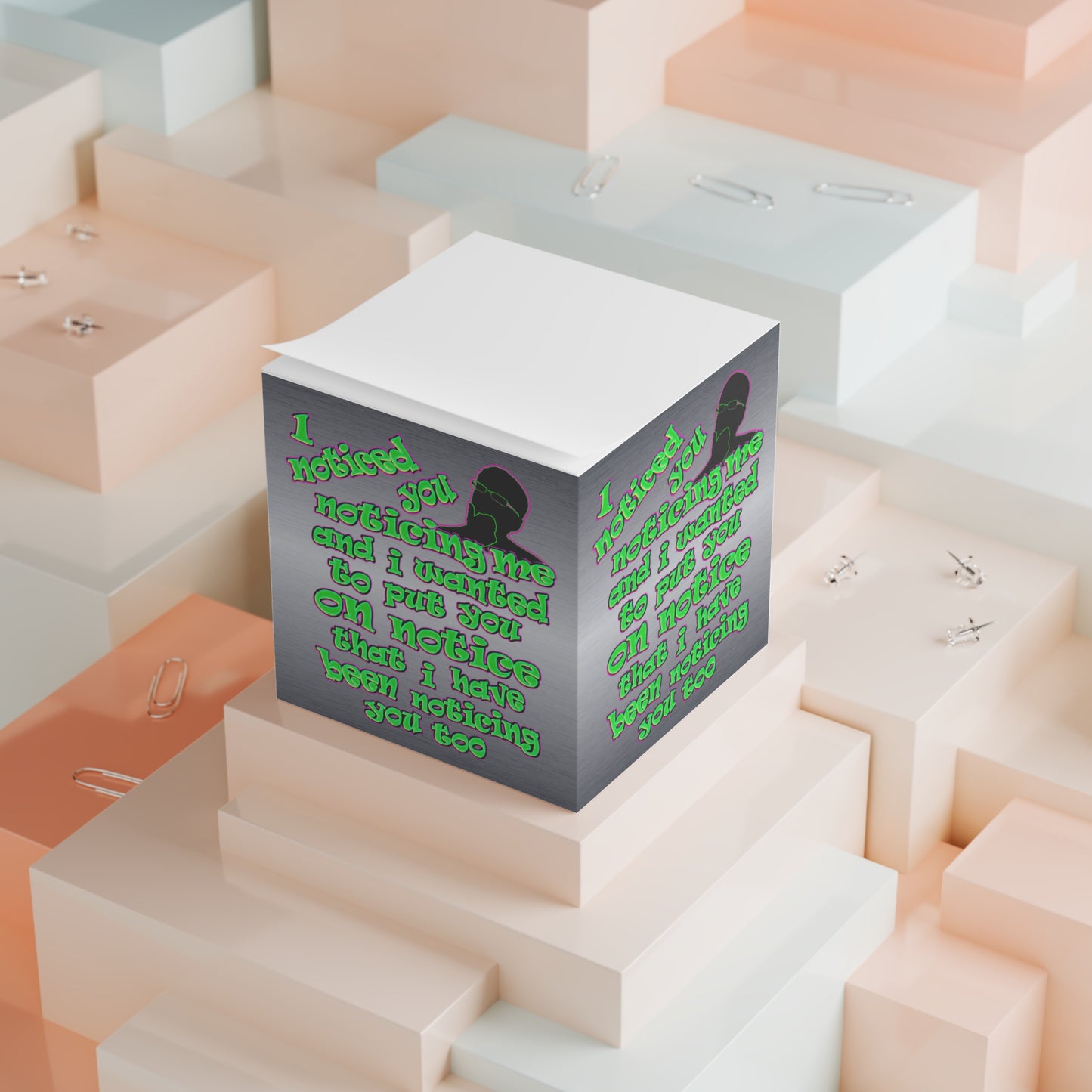 noticed you noticing - note cube (brushed nickel)