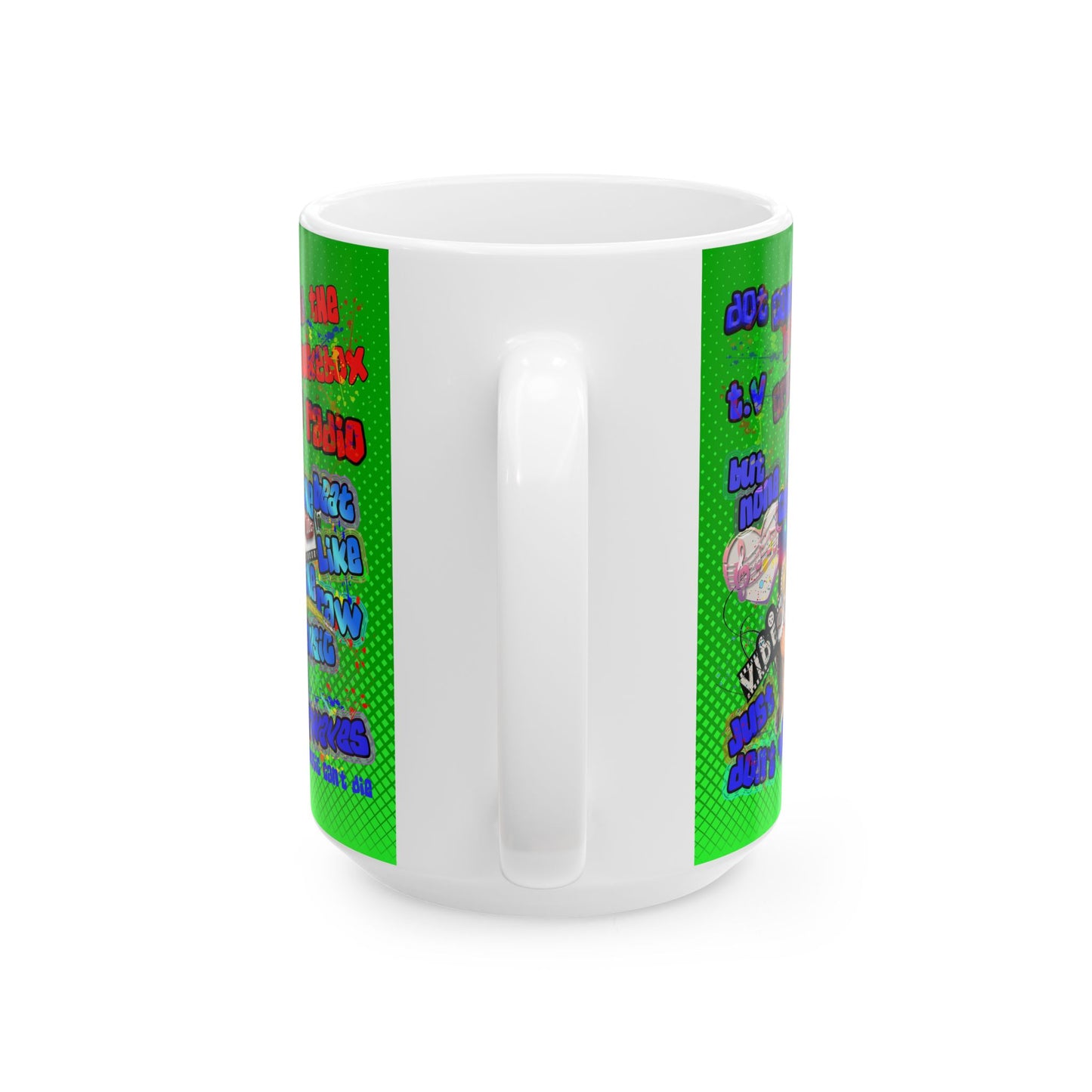 drop the beat - White Mug (logo green)