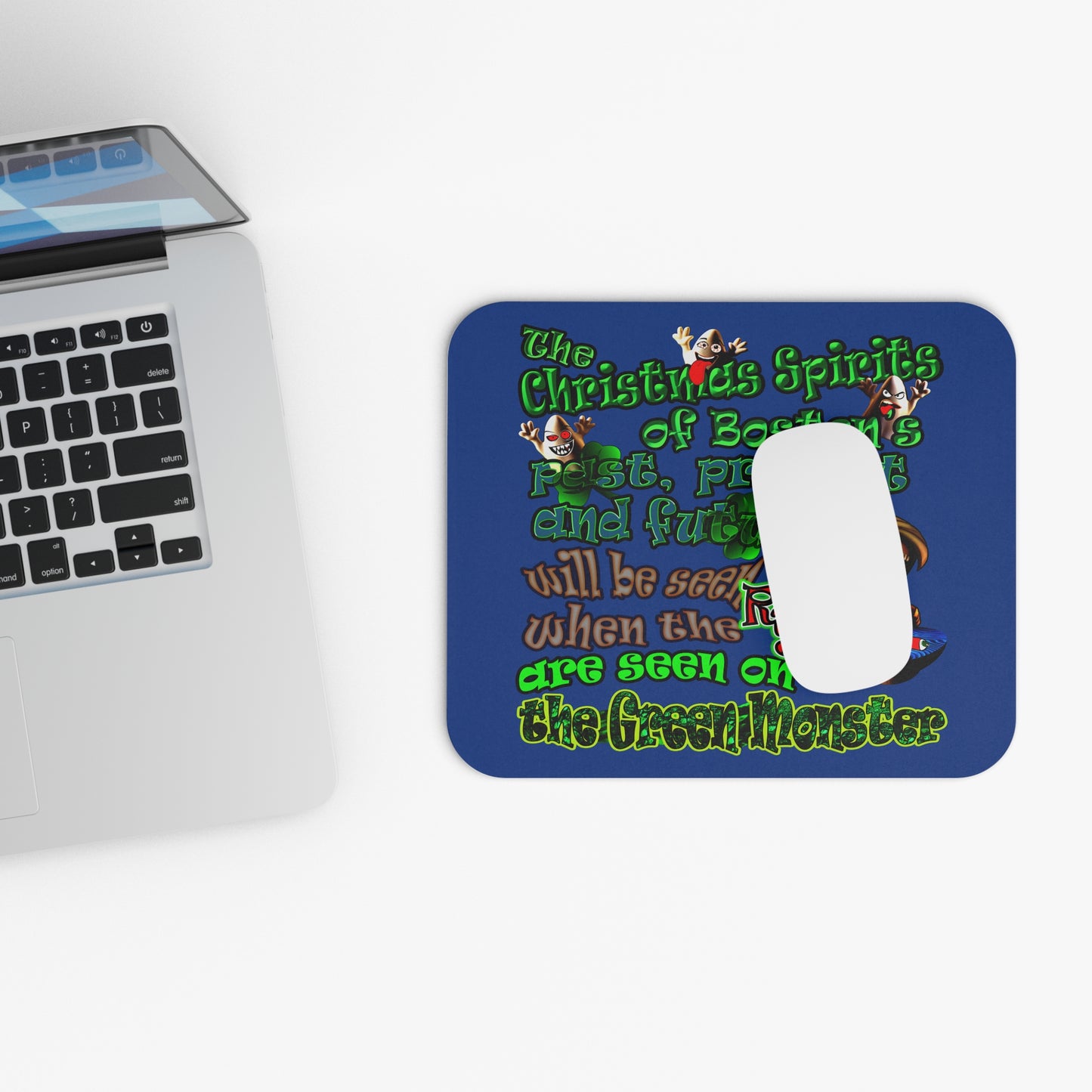 christmas spirits of boston - Mouse Pad (Rectangle) (dark blue)