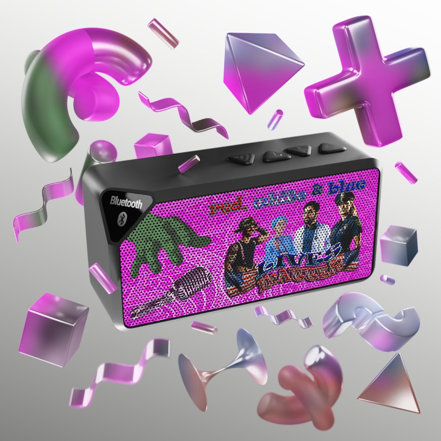 rw&b lives matter - Jabba Bluetooth Speaker (pink swirl)