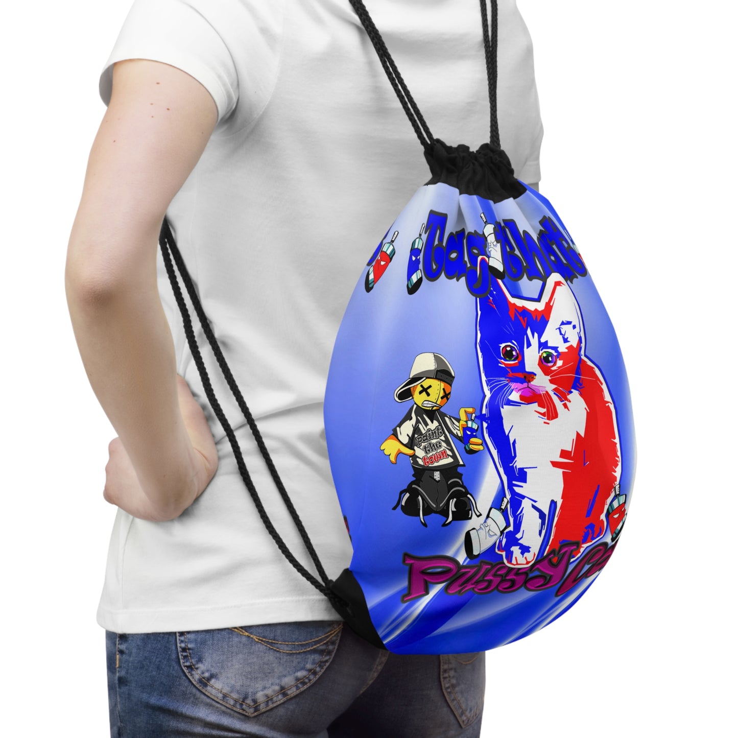 tag that - Drawstring Bag (blue-white wave)
