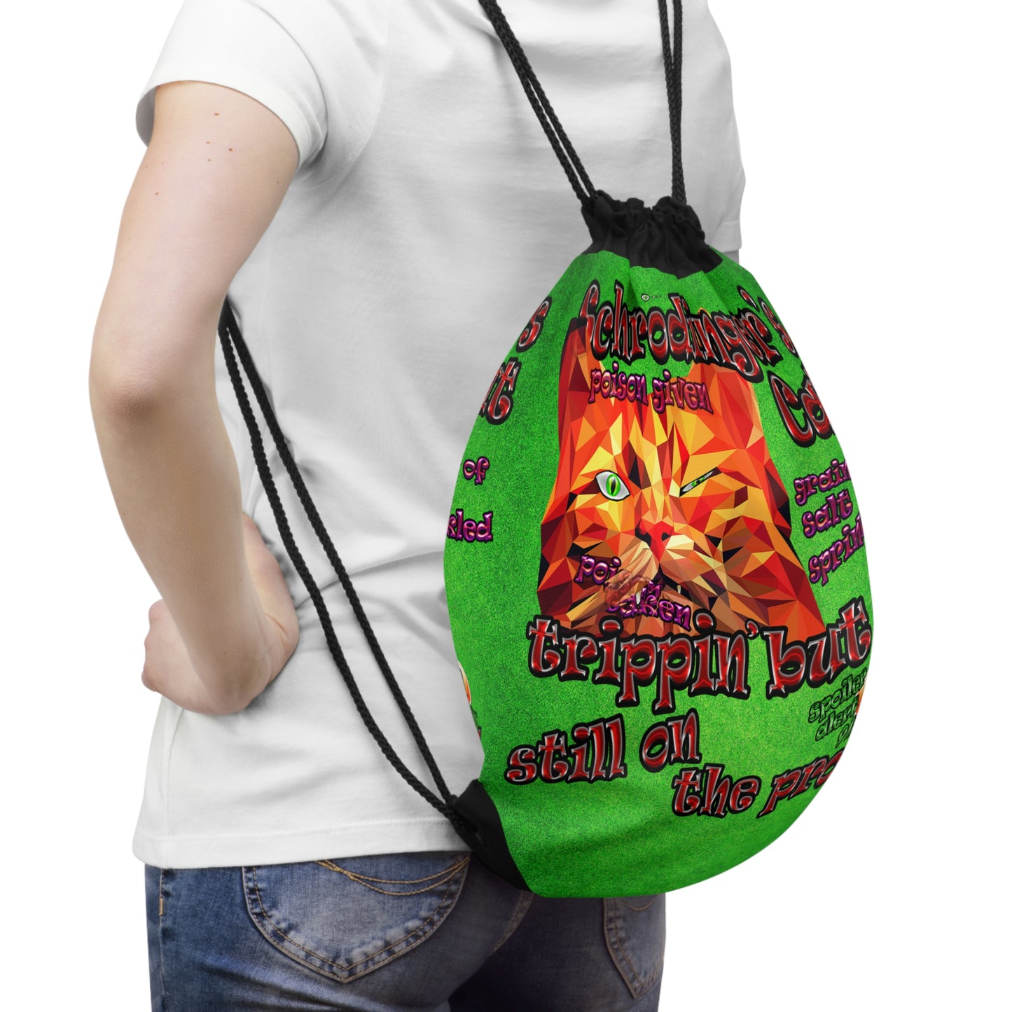 schrodinger's cat - Drawstring Bag (green turf)