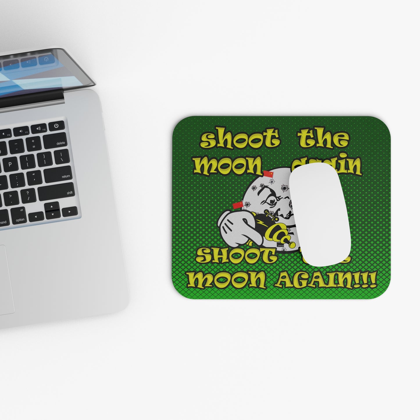 shoot the moon again - Mouse Pad (Rectangle) (logo green)
