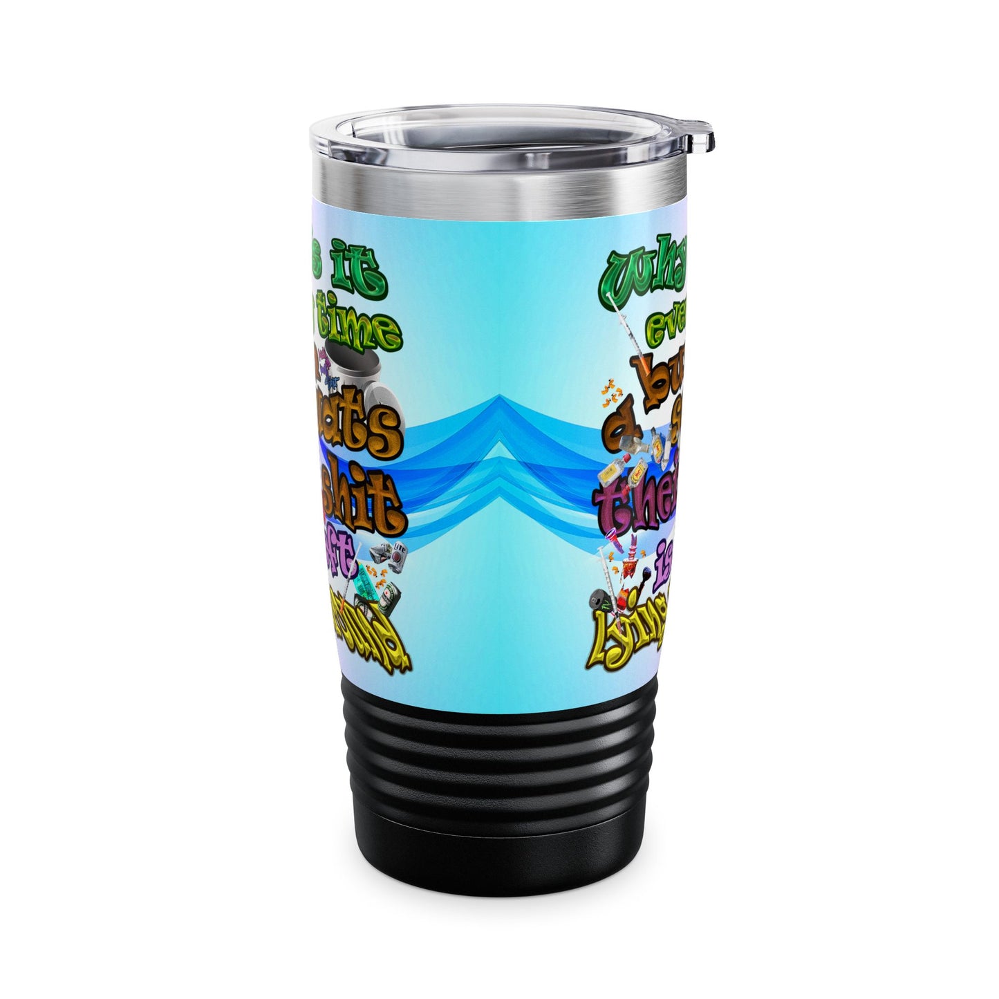 the bum's shit - Ringneck Tumbler, 20oz (light blue-pink wave)