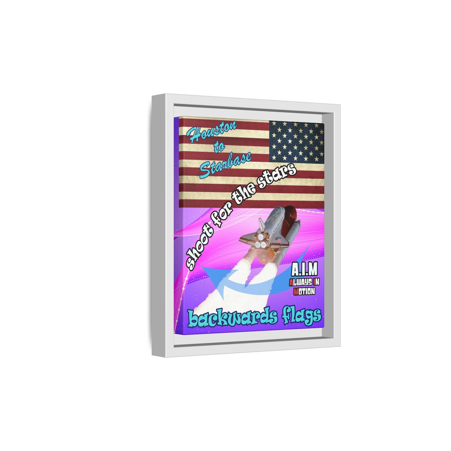 shoot for the stars - framed canvas art (purple-pink wave)