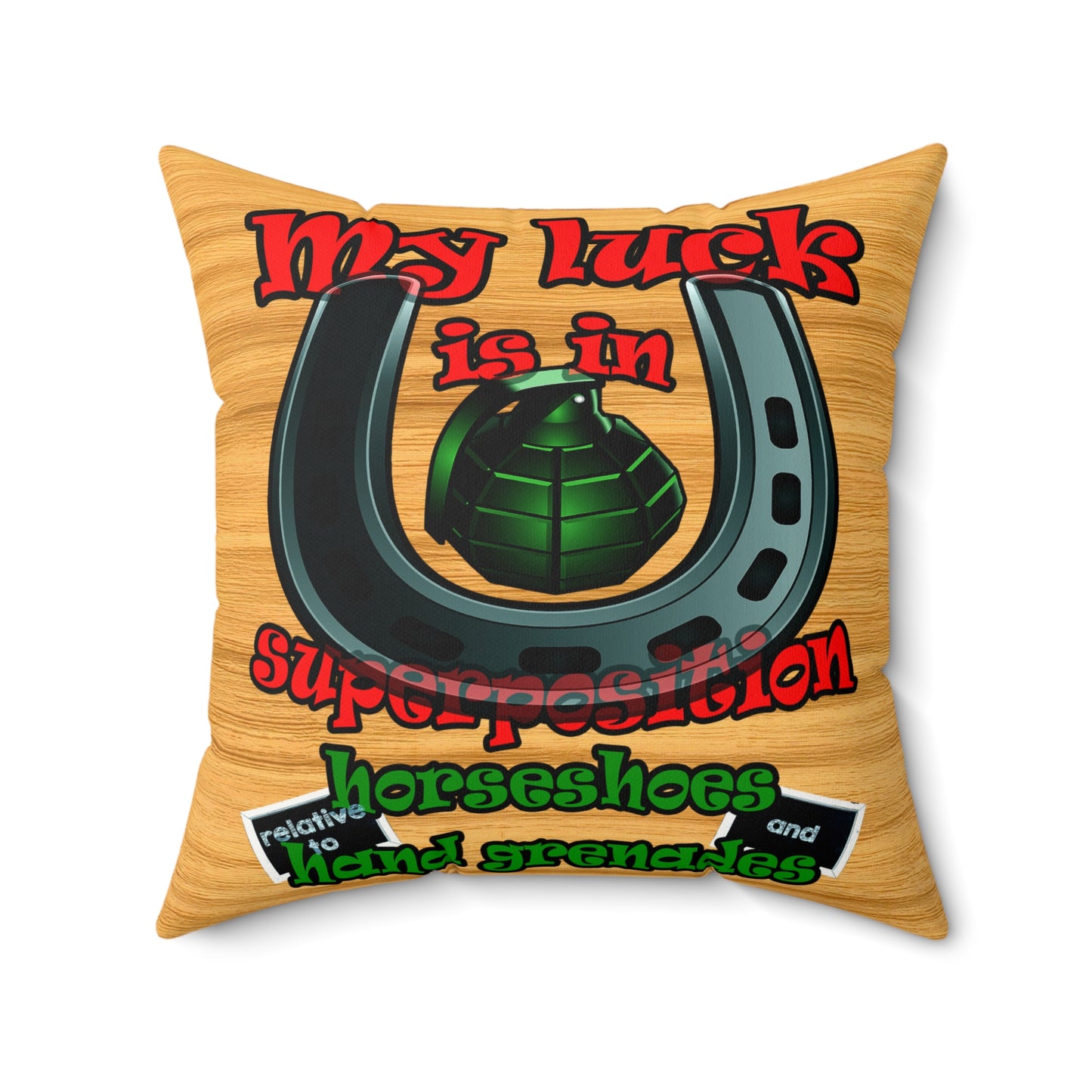 my luck - Faux Suede Square Pillow - (butterscotch wood finish)