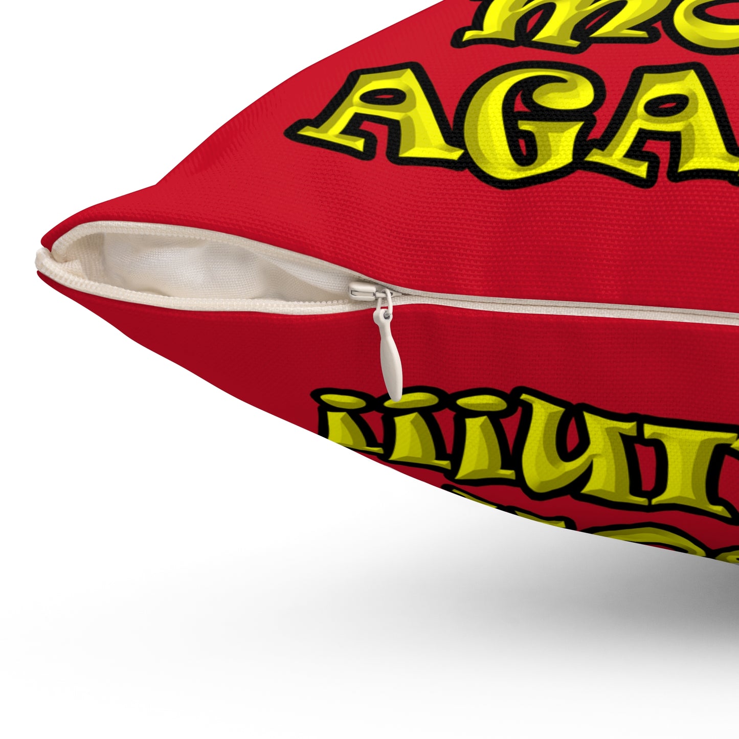 shoot the moon again - Spun Polyester Square Pillow - (dark red)