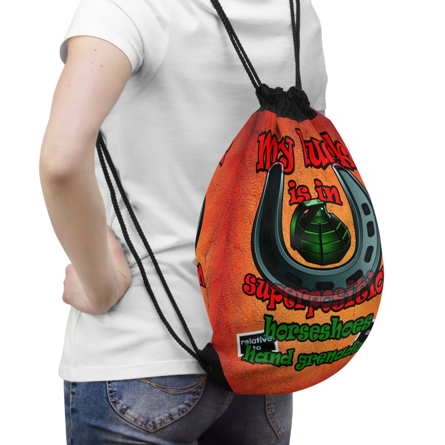 my luck - Drawstring Bag (burnt orange)