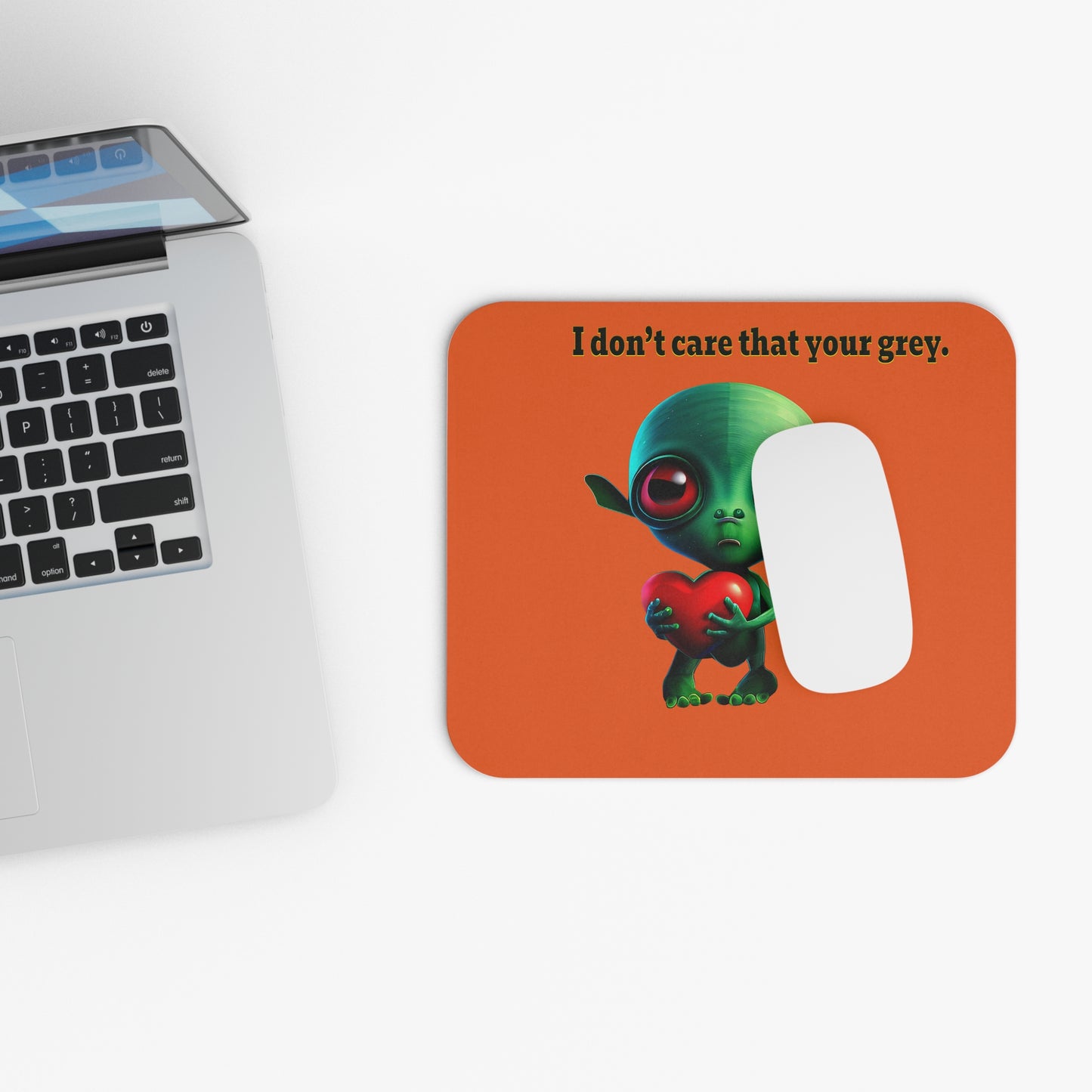 I don't care that your grey - Mouse Pad (Rectangle) (orange)