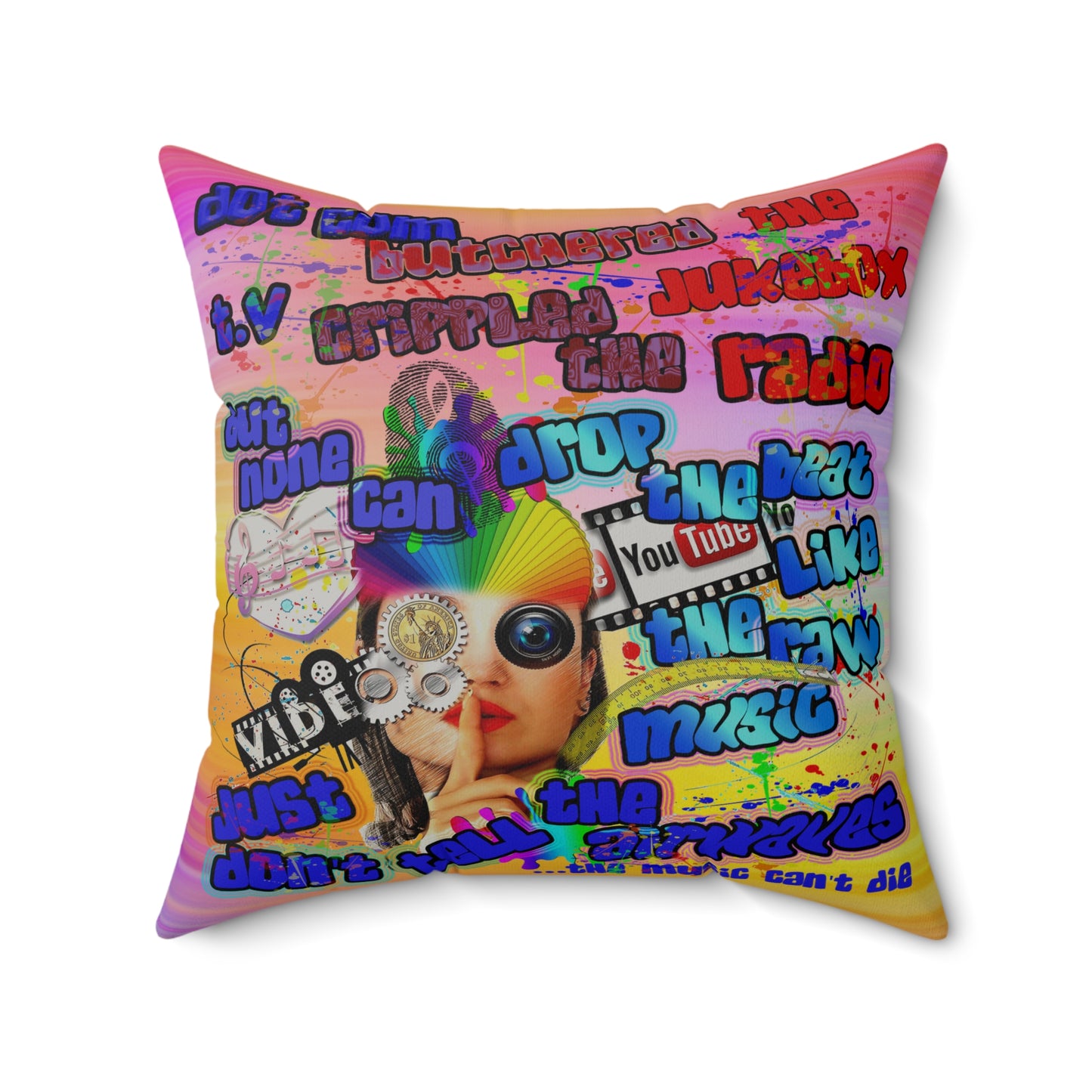 drop the beat - Faux Suede Square Pillow - (color blur)