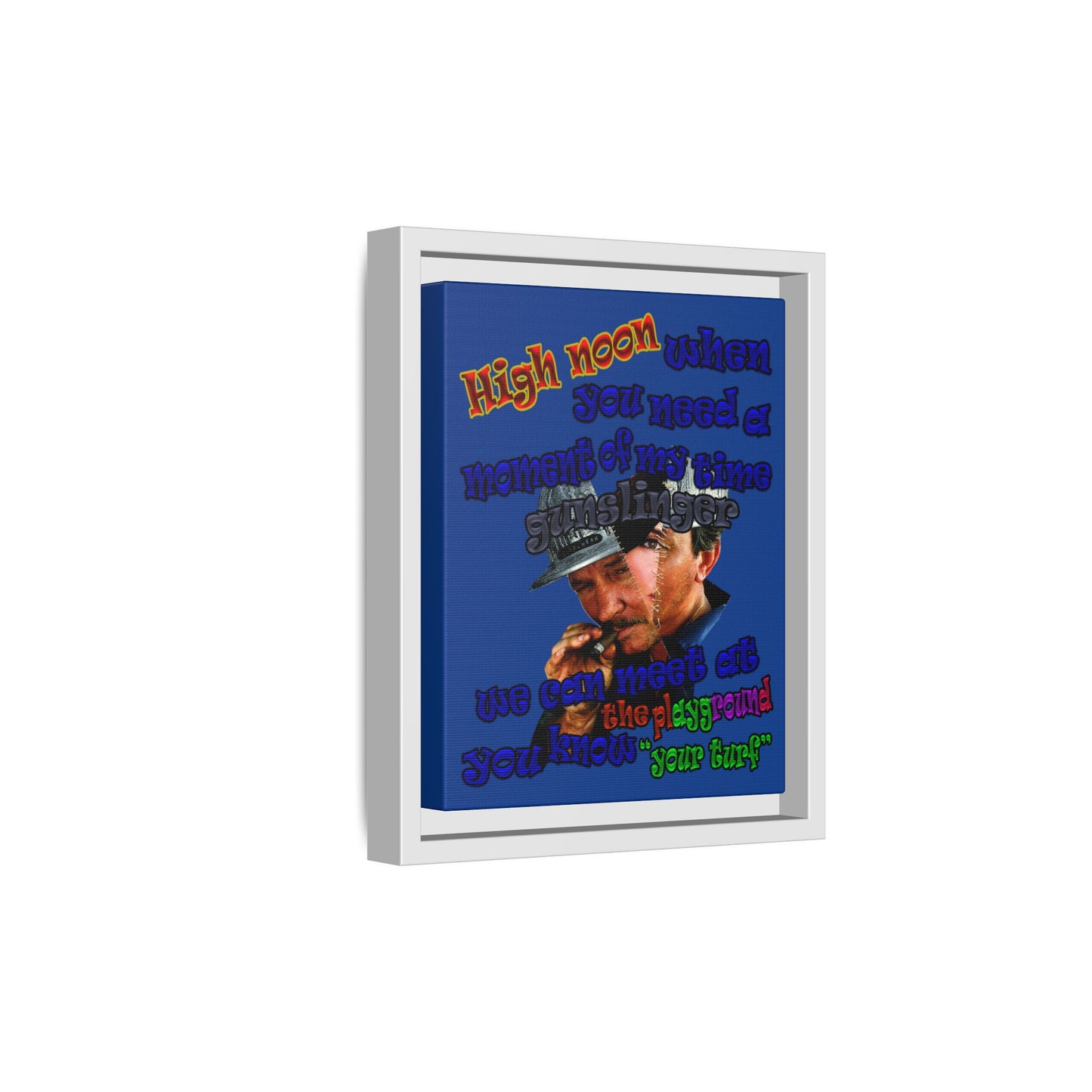 high noon - framed canvas art (dark blue)