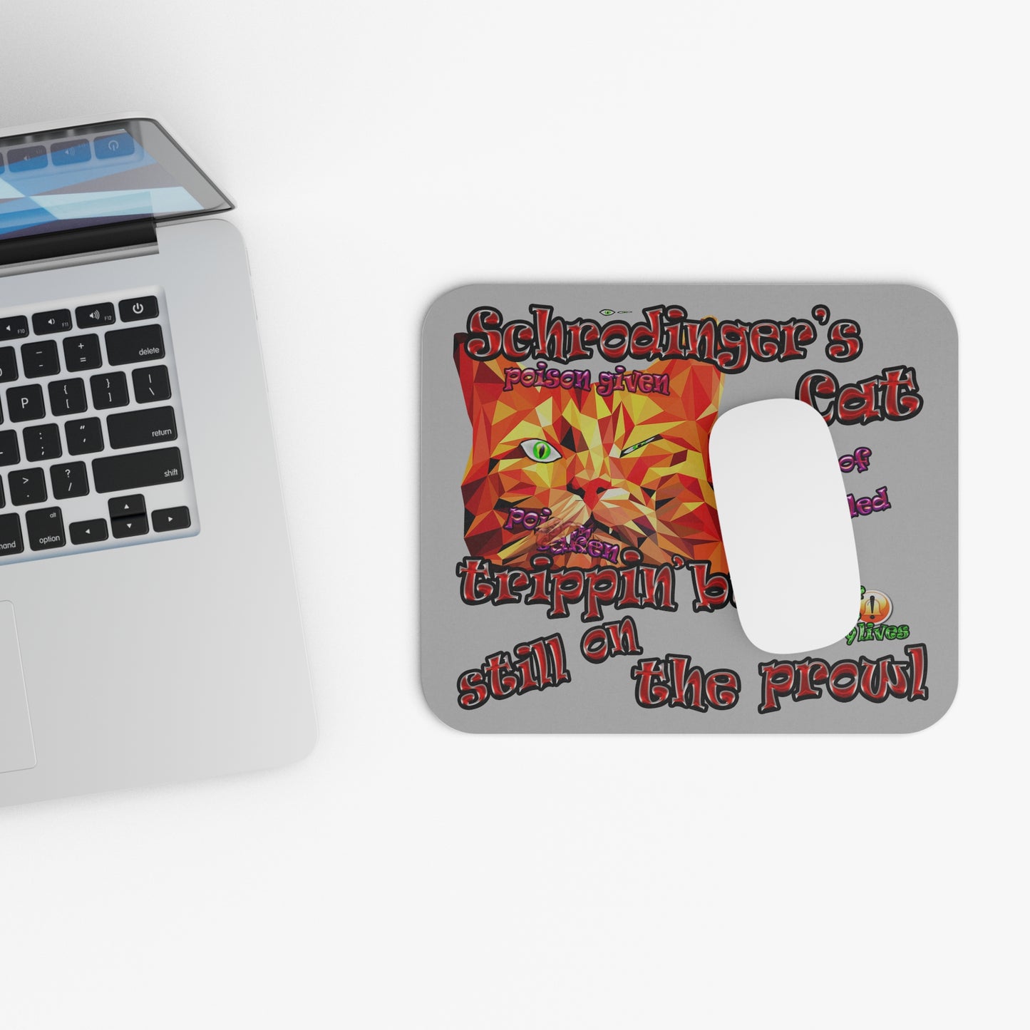 schrodinger's cat - Mouse Pad (Rectangle) (light grey)