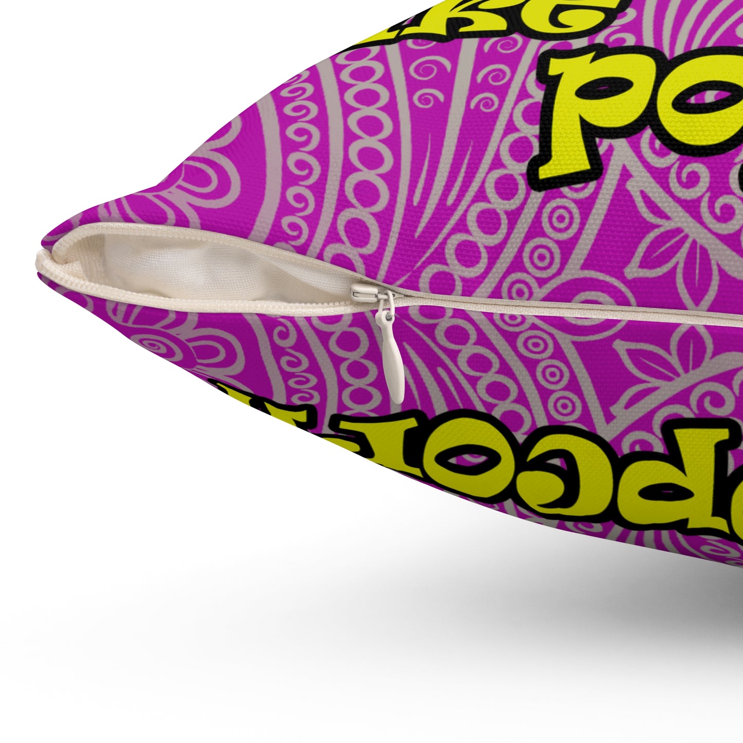 popping like popcorn - Spun Polyester Square Pillow - (pink swirl)