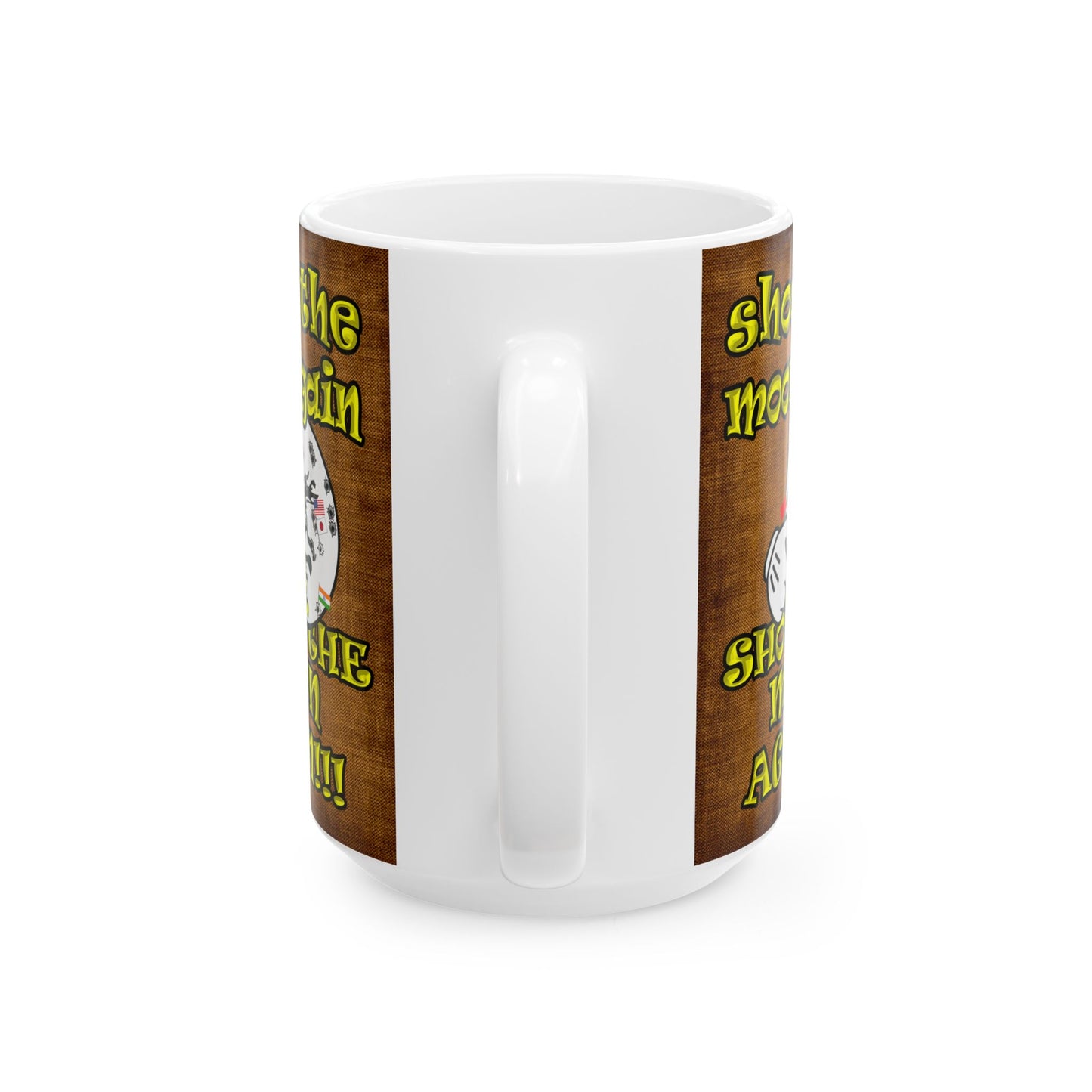 shoot the moon again - White Mug (brown papyrus)