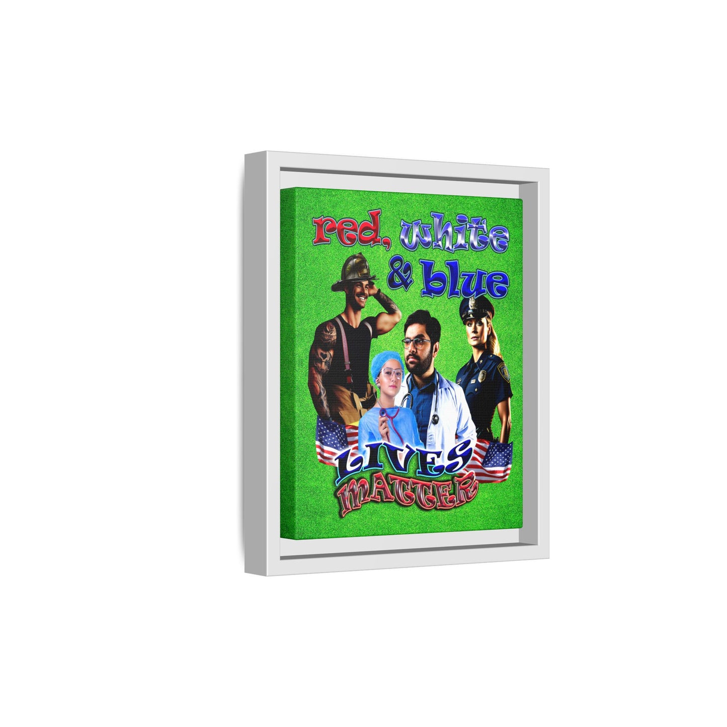 rw&b lives matter - framed canvas art (green turf)