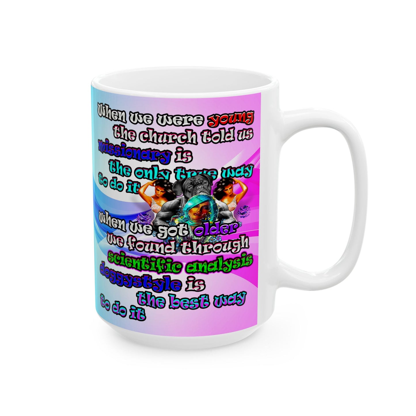 doggystyle - White Mug (light blue-pink wave)