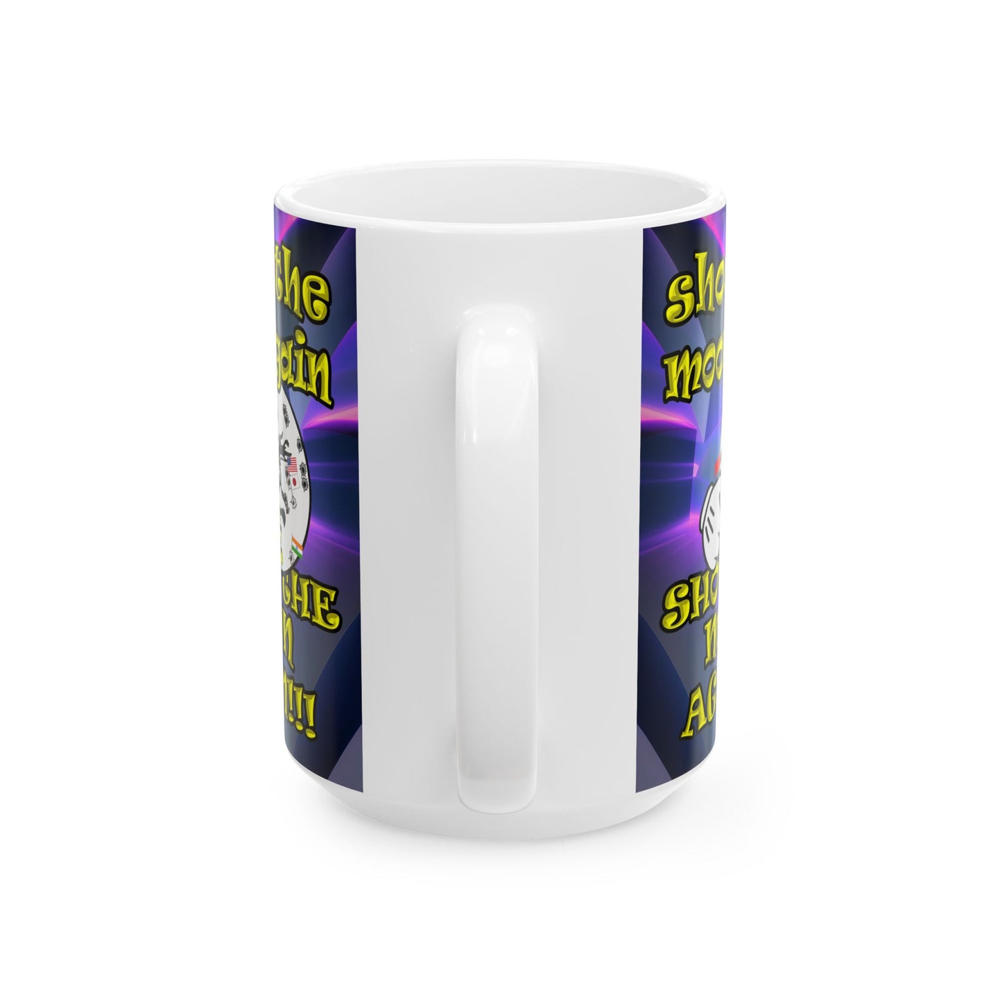 shoot the moon again - White Mug (grey-pink wave)
