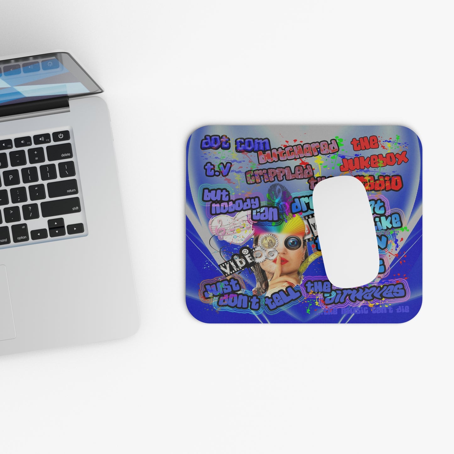 drop the beat - Mouse Pad (Rectangle) (blue-white wave)