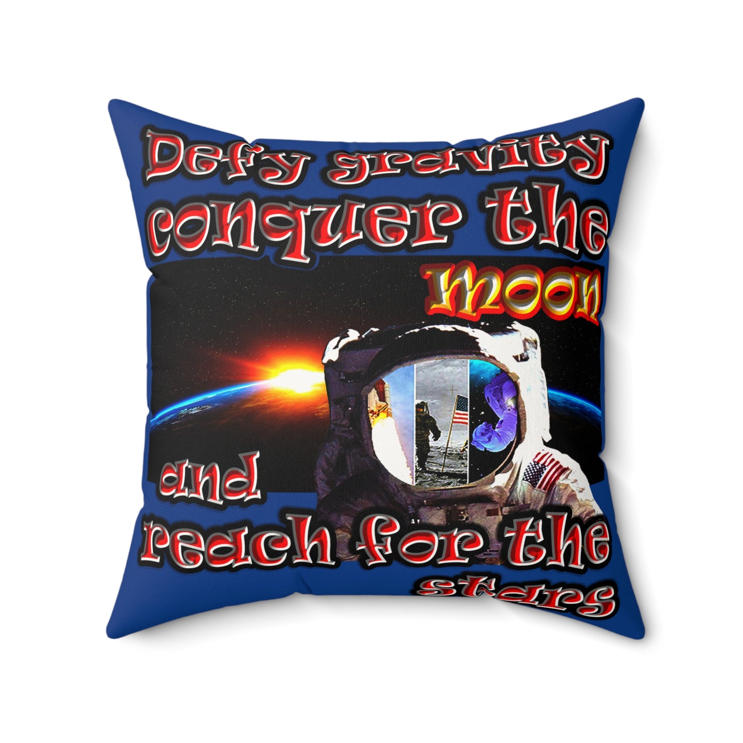 defy conquer reach - Faux Suede Square Pillow - (dark blue)